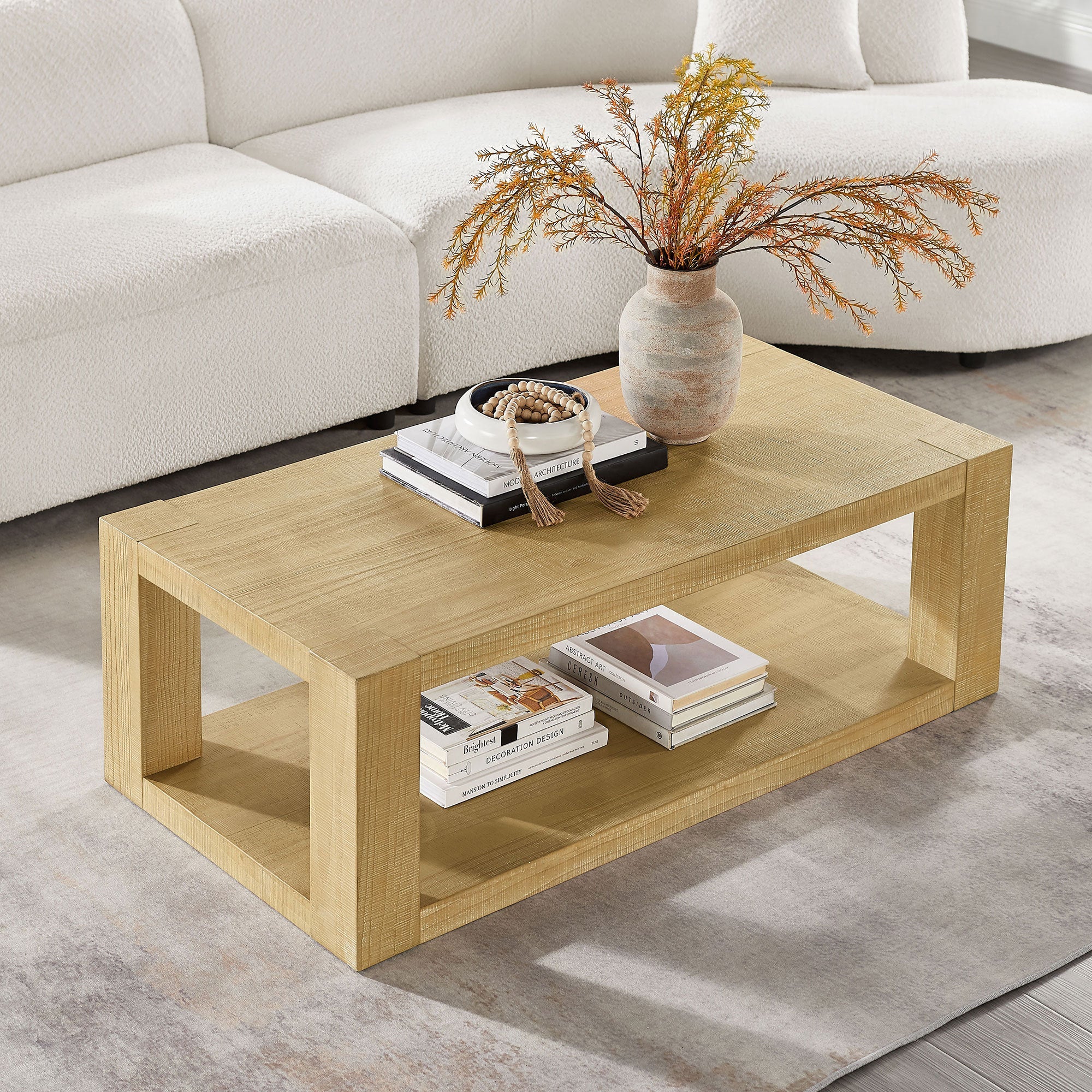 Modern 2 Tier Rectangle Coffee Table Set
