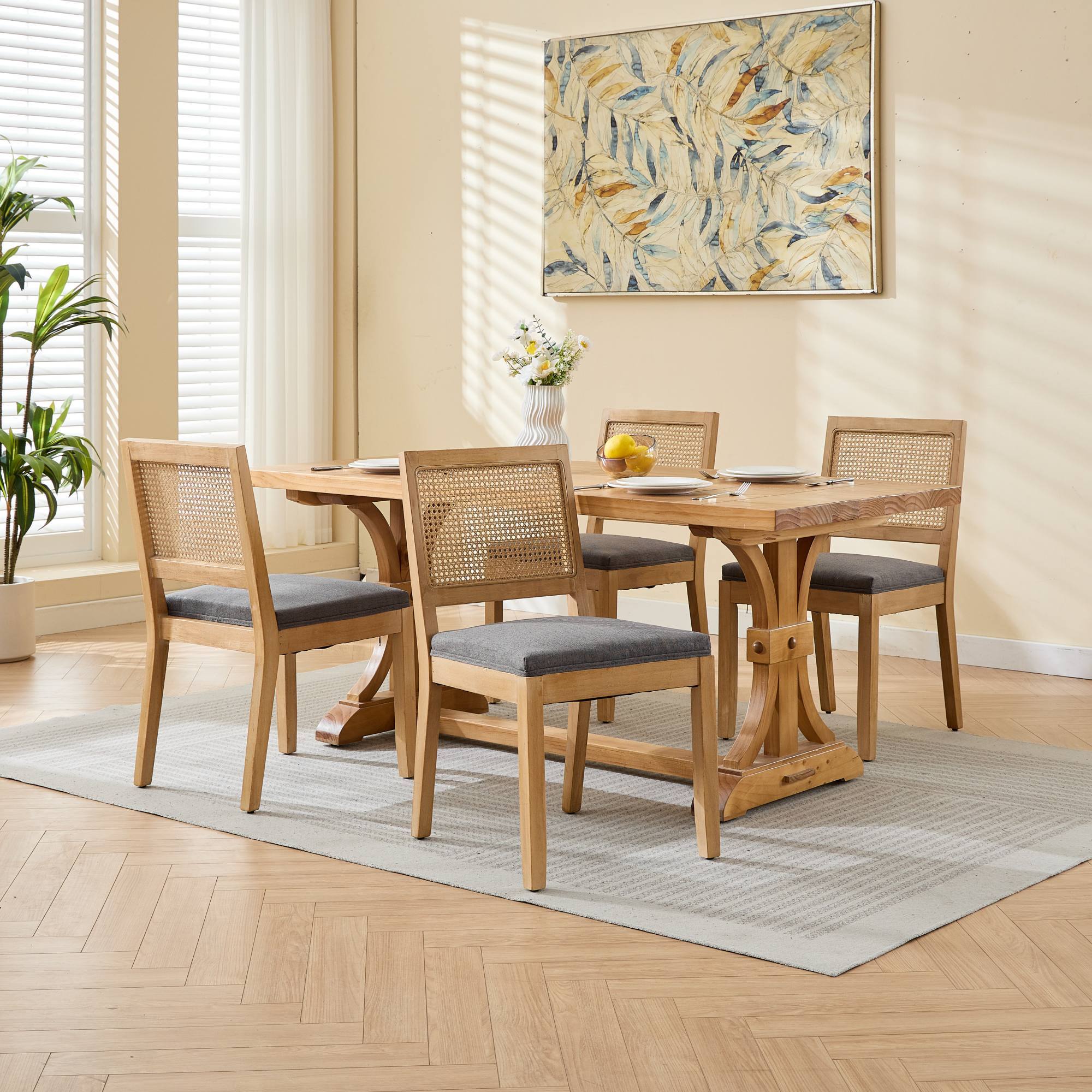Farmhouse Rattan Dining Chairs (Set of 2)