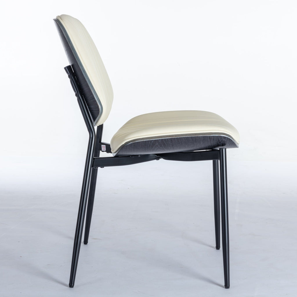 Mid Century Modern Retro Faux Leather Dining Chairs with Walnut Bentwood (Set of 2)
