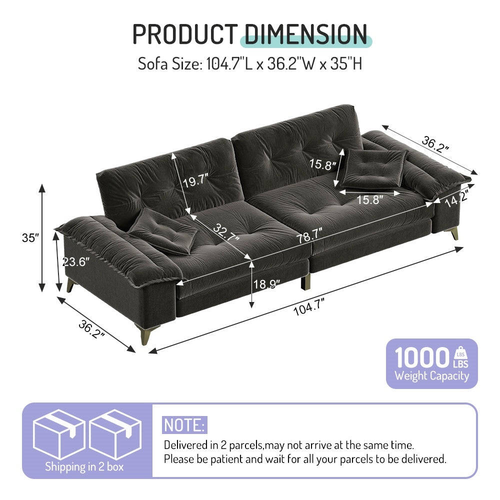 104.7 ' Modern 4-Seat Cloud Sofa with Wide Removable Armrests