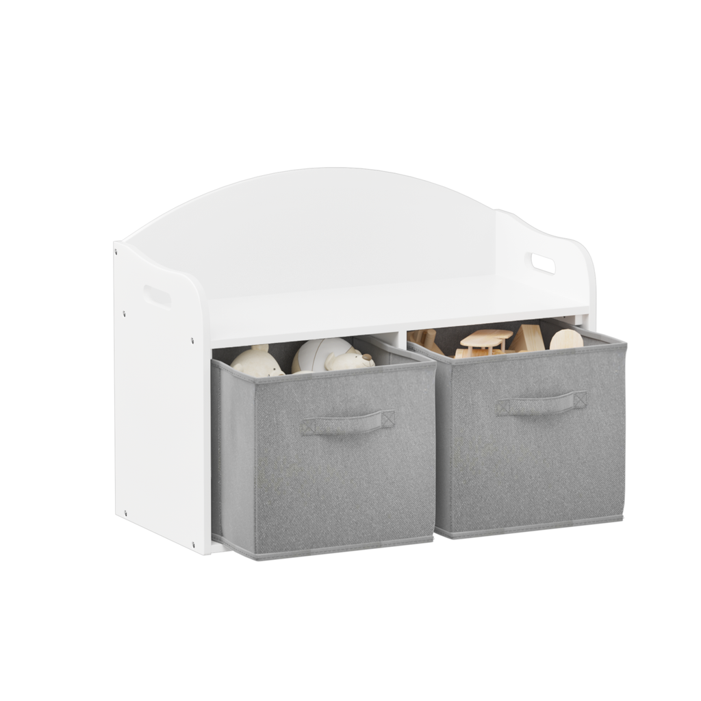 Kids Wooden Toy Box with Collapsible Fabric Drawers