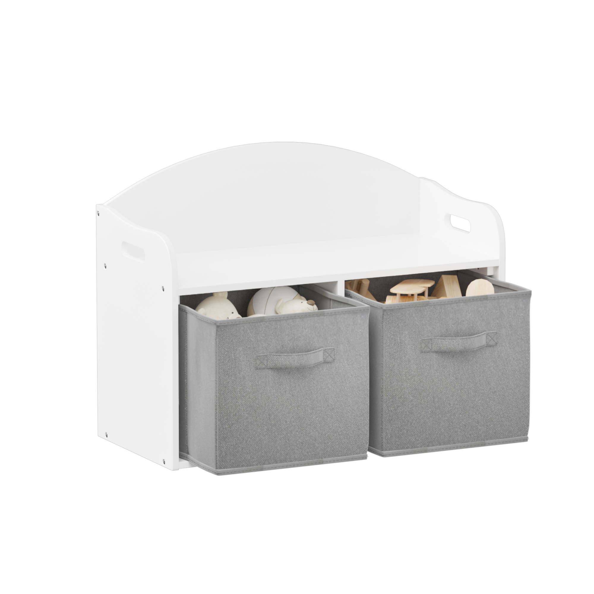 Kids Wooden Toy Box with Collapsible Fabric Drawers