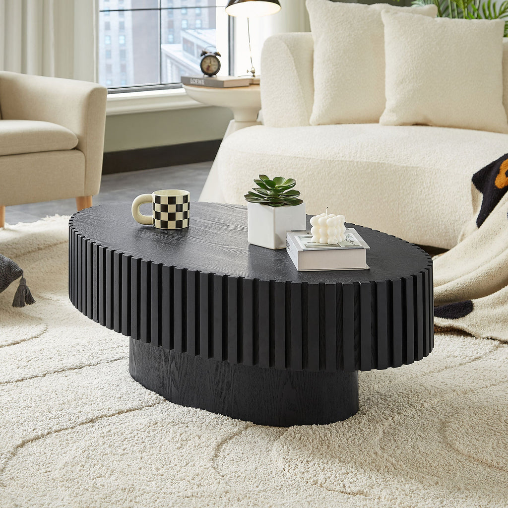 43.70 Inch Modern Handcraft Drum and Oval Coffee Table