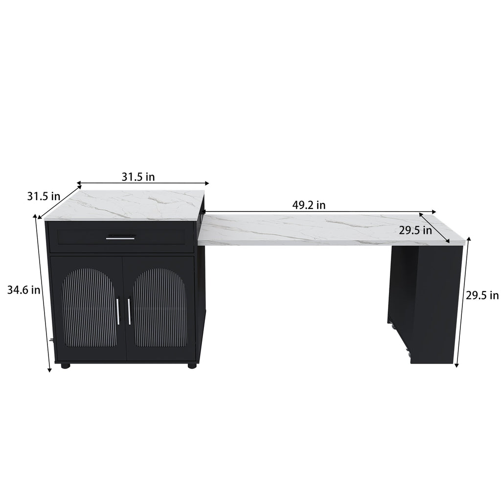 Expandable Kitchen Island with Dining Table