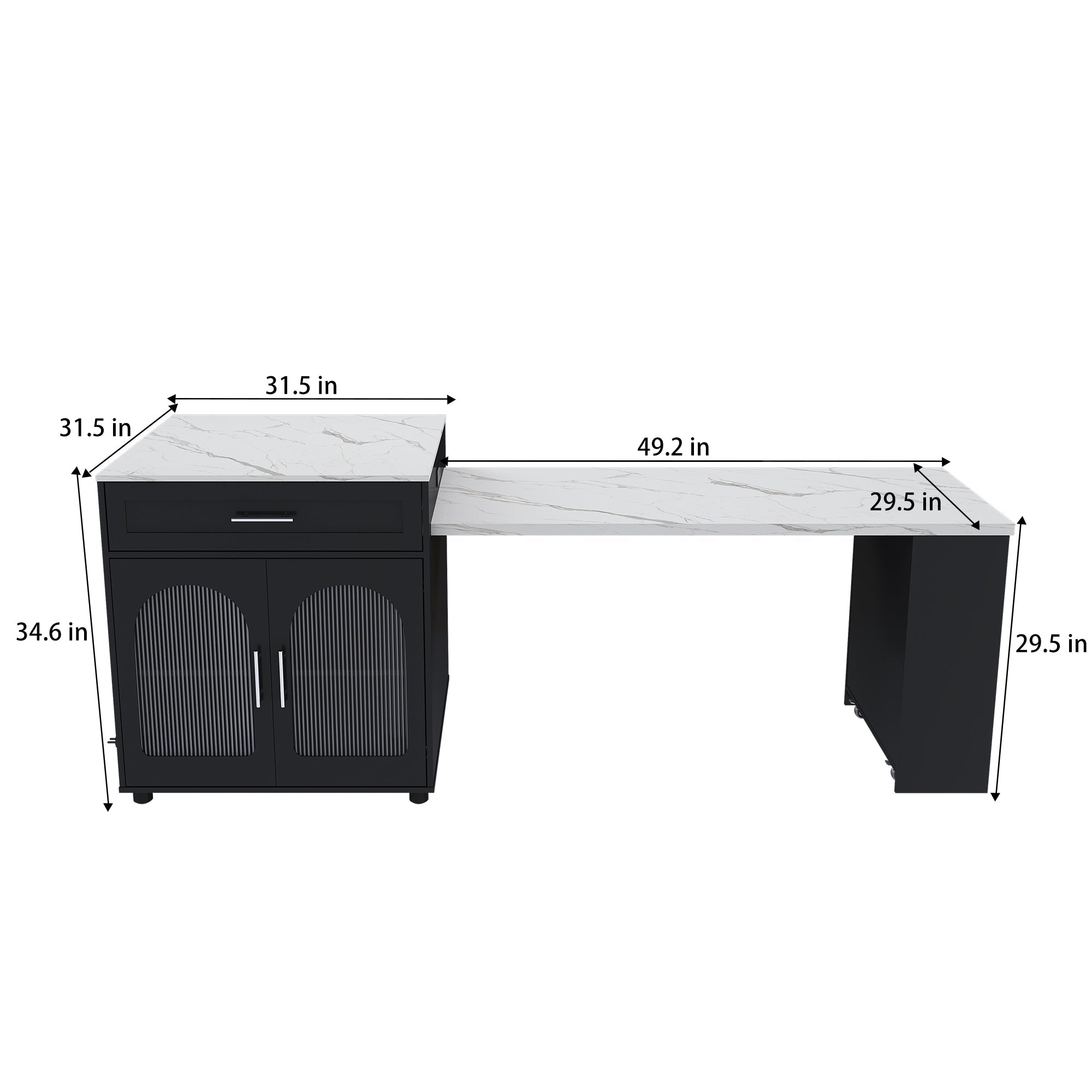 Expandable Kitchen Island with Dining Table