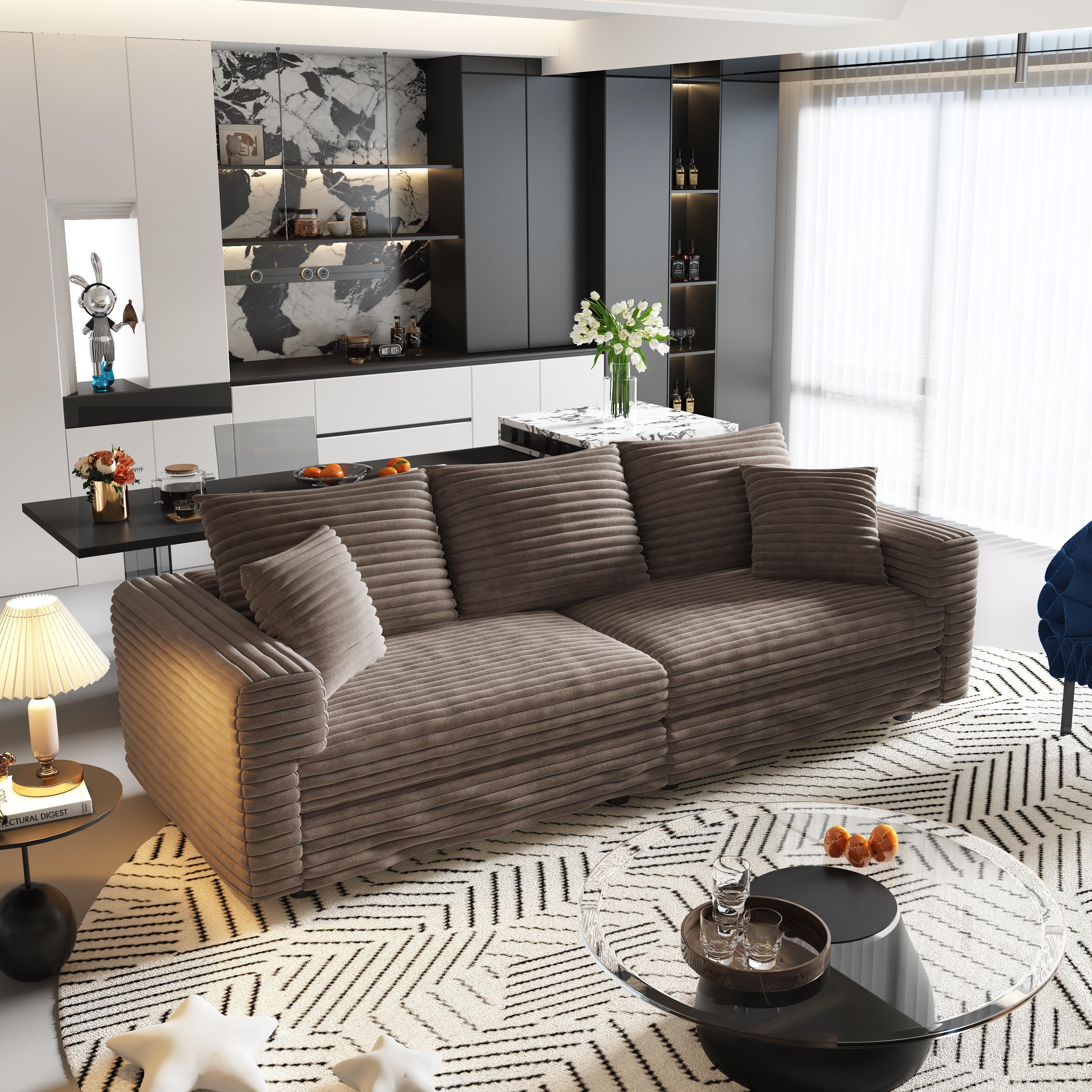 82.7' Modern Comfy Cloud Couch Sofa with Soft Pillows + Ottomans Option