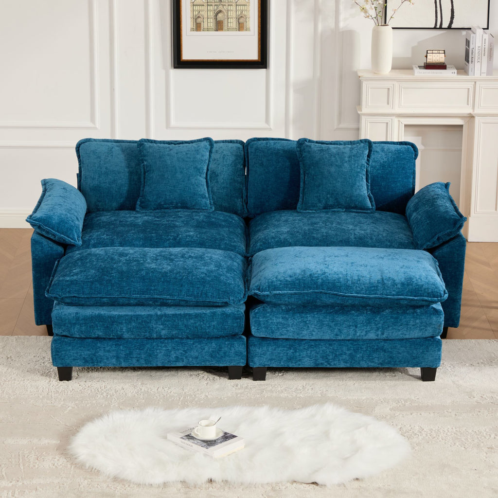 Modern Comfy Upholstered Seat Cushion Sectional Couch (Ottoman is Not Included)