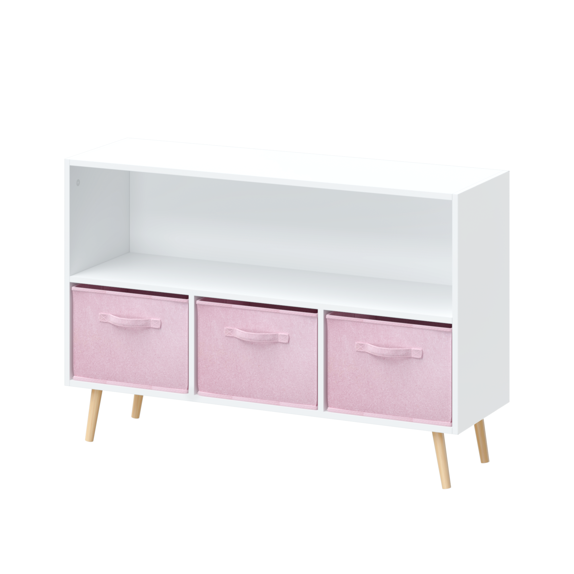 Children's Book Display Kids Bookcase with 3 Fabric Bins