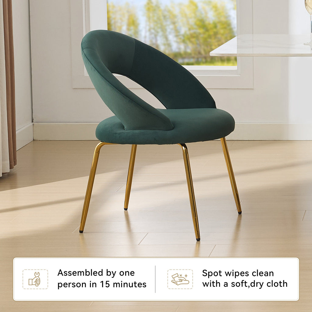 Velvet/Teddy Fabric Dining Chairs with Curved Backrest