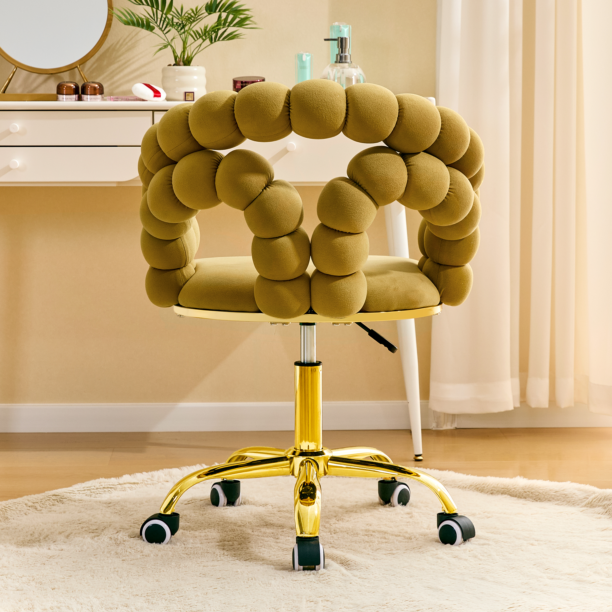 Coloful Modern Velvet Adjustable Swivel Desk Chair with Bubble Back