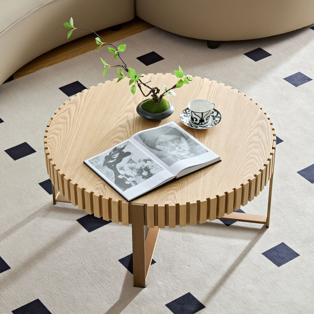 Modern Handcraft Drum Round Coffee Table