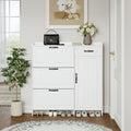 White Color Shoe Cabinet  with 4 Doors 1 Drawers
