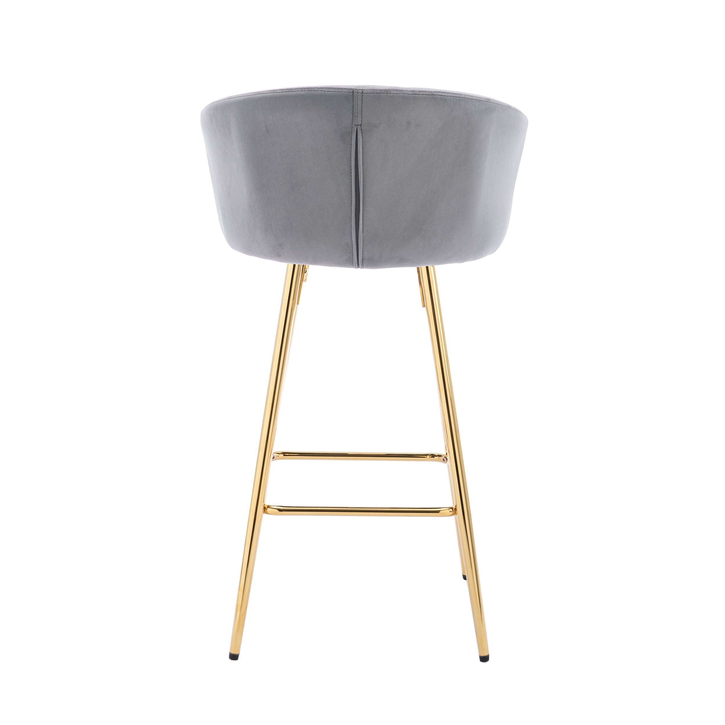 Velvet Bar Stools with Chrome Footrest and Base（Set of 2)