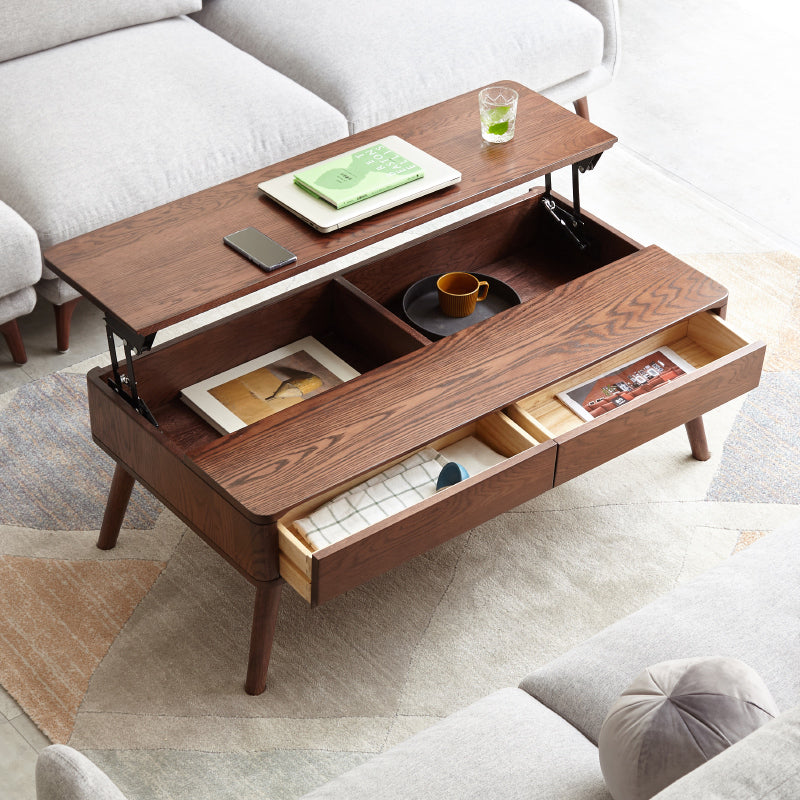 Elevating Desk Coffee Table with Storage Shelf