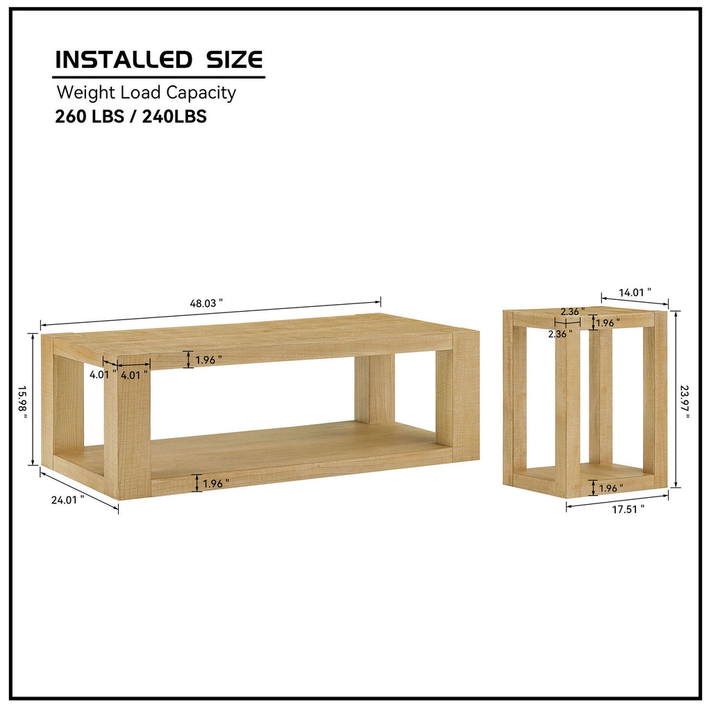 Modern 2 Tier Rectangle Coffee Table Set