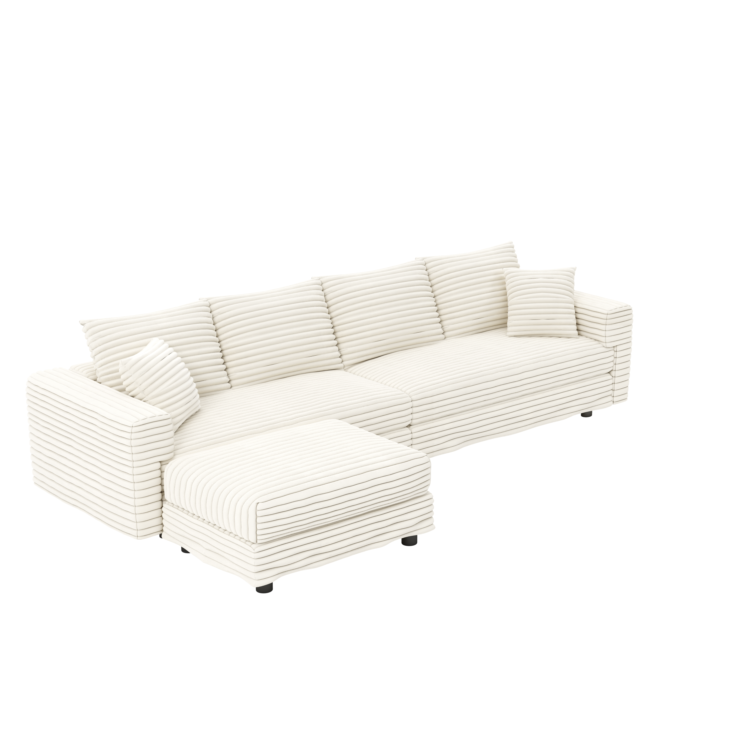 82.7' Modern Comfy Cloud Couch Sofa with Soft Pillows + Ottomans Option