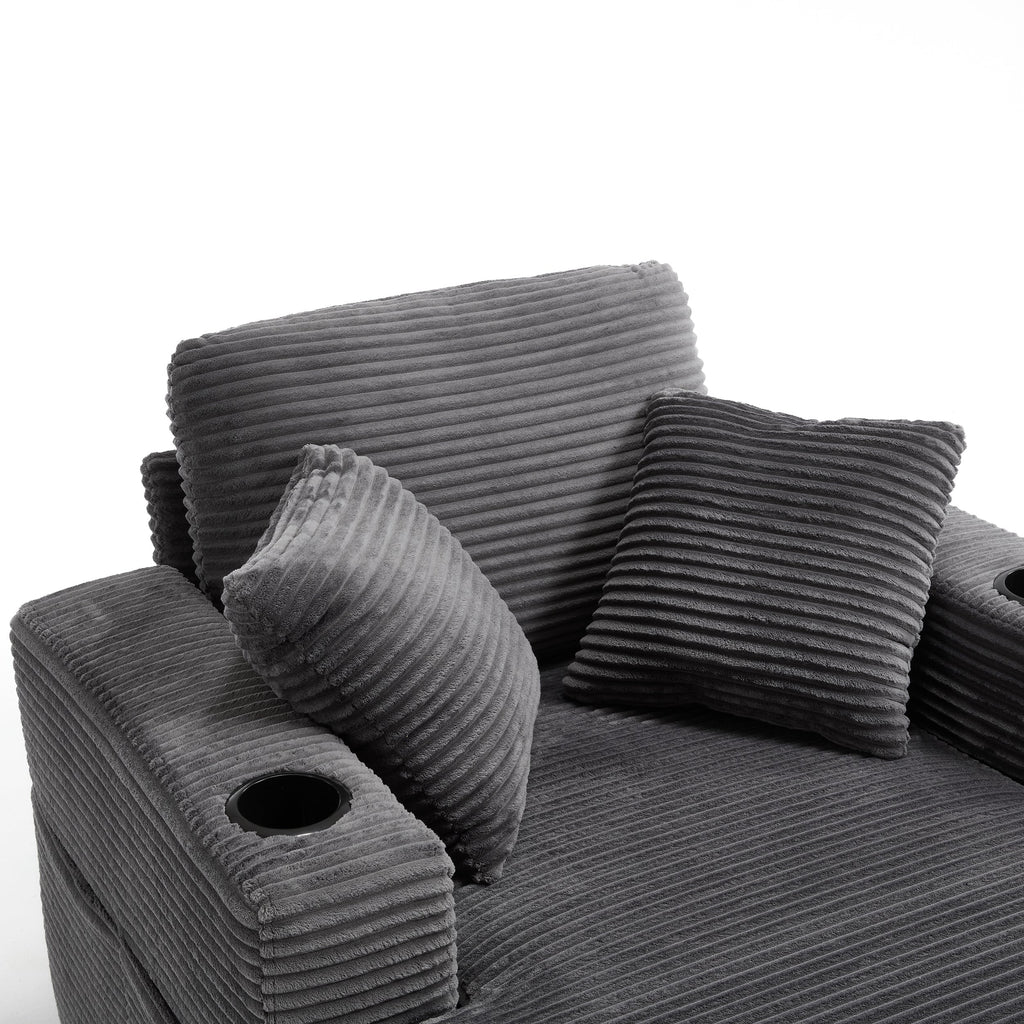 Corduroy Upholstered Chaise Lounge Sofa