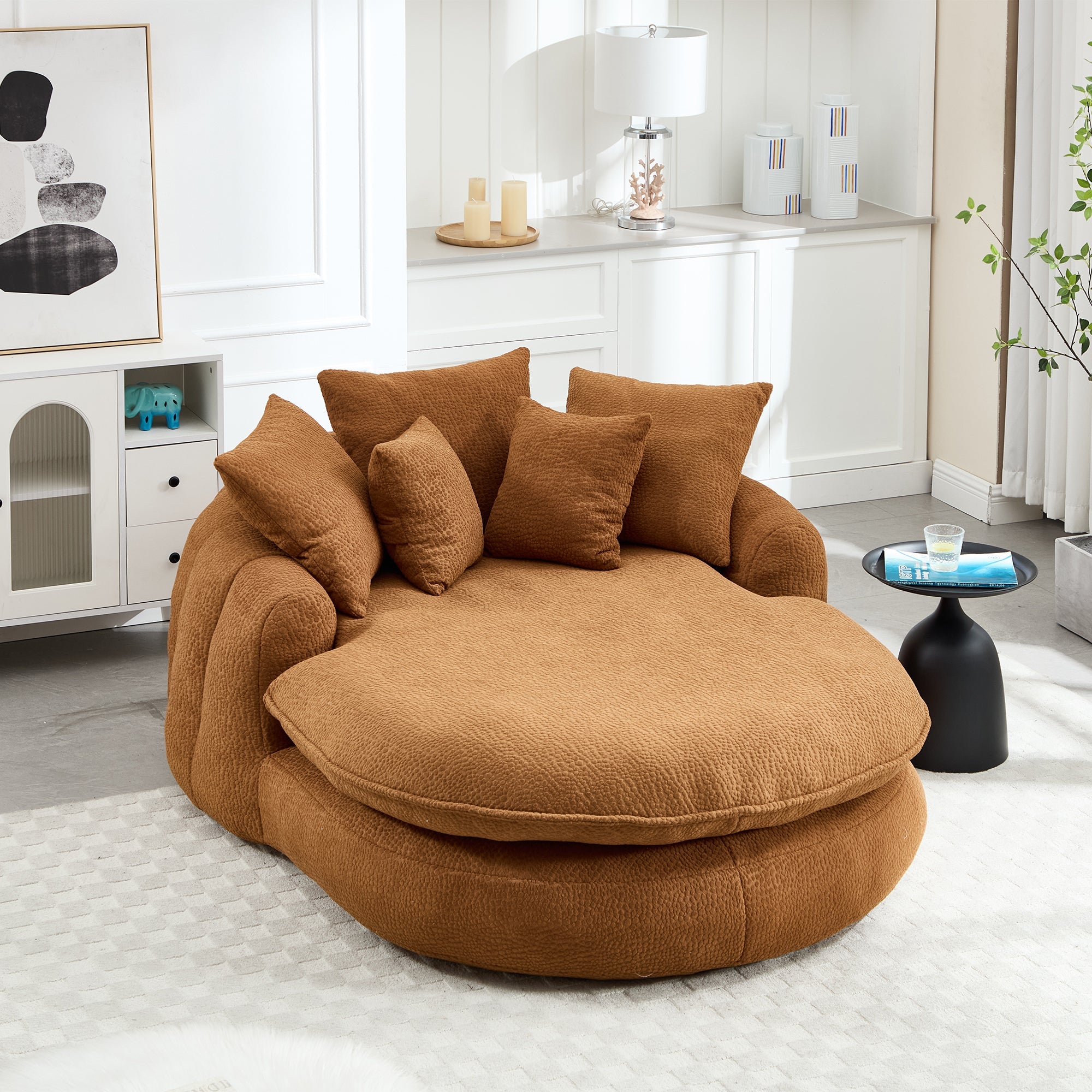 Oversized Oval Upholstered Bean Bag Sofa