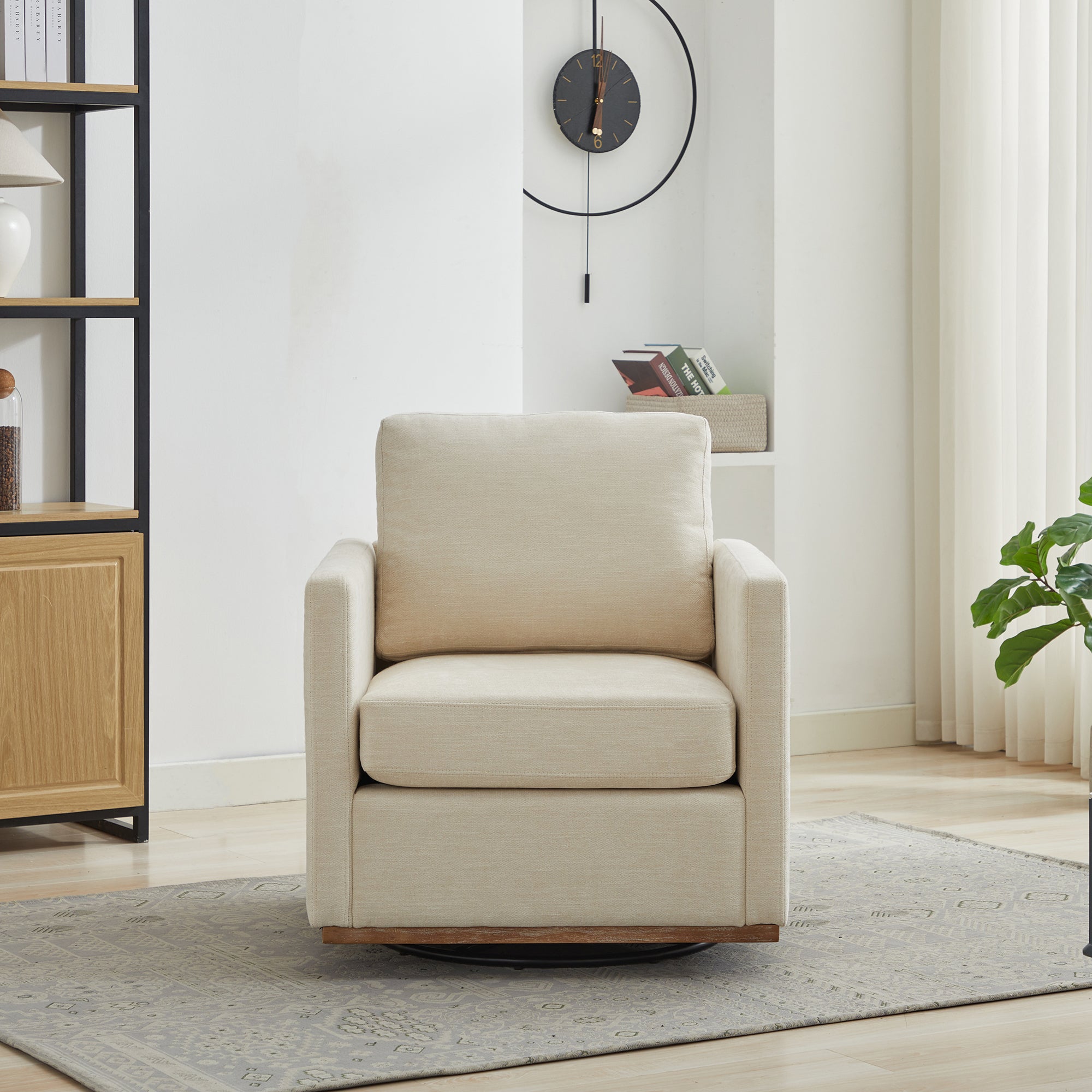 Modern Square Chenille Upholstered Swivel Accent Chair