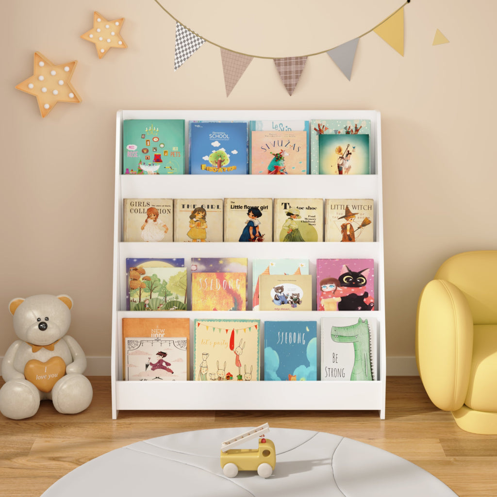 4-Tier MDF Toddler Book Display Shelves Kids Bookshelf