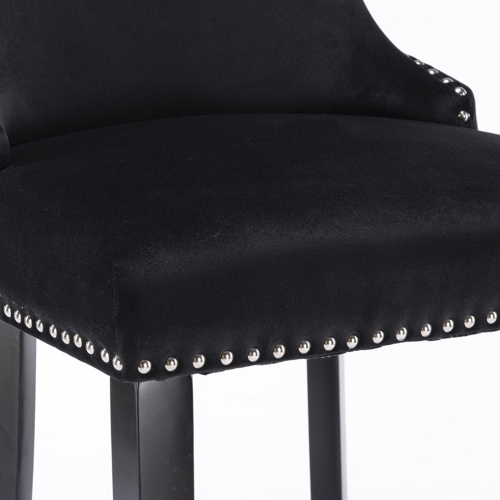 Leisure Style Velvet Upholstered Wing-Back Barstools (Set of 2)