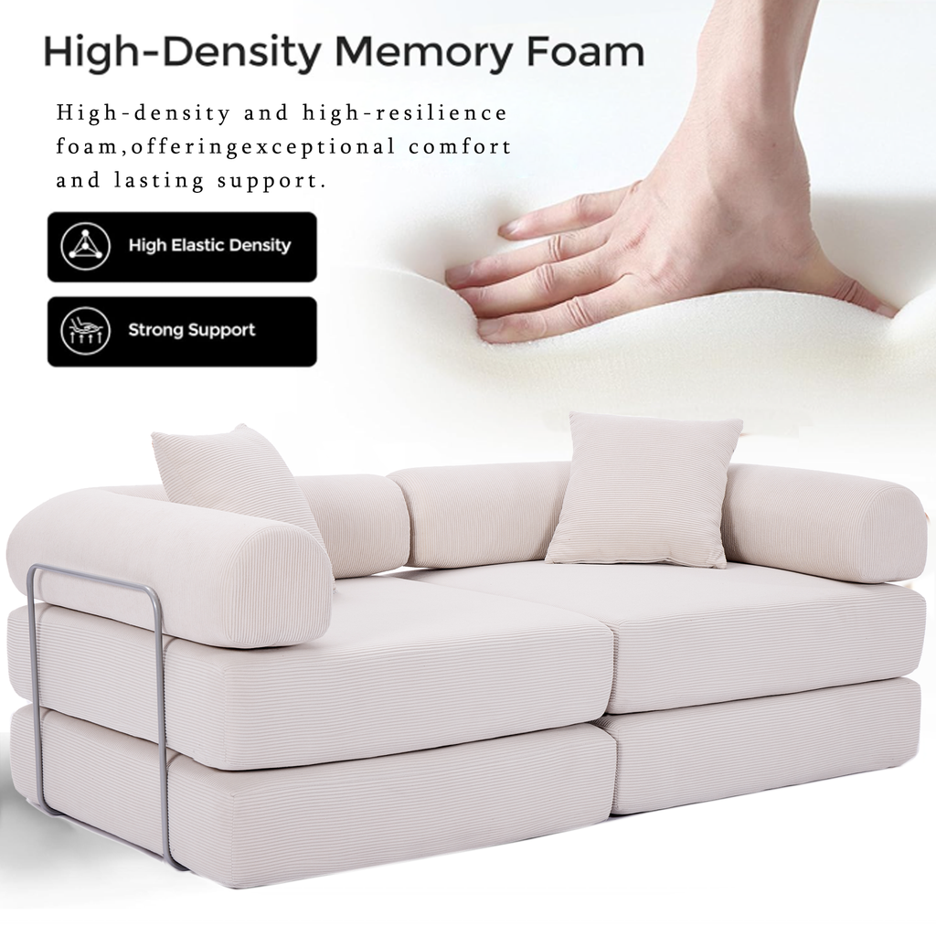 2 Seat Convertible Couch Folding Mattress Couch Sofa Bed
