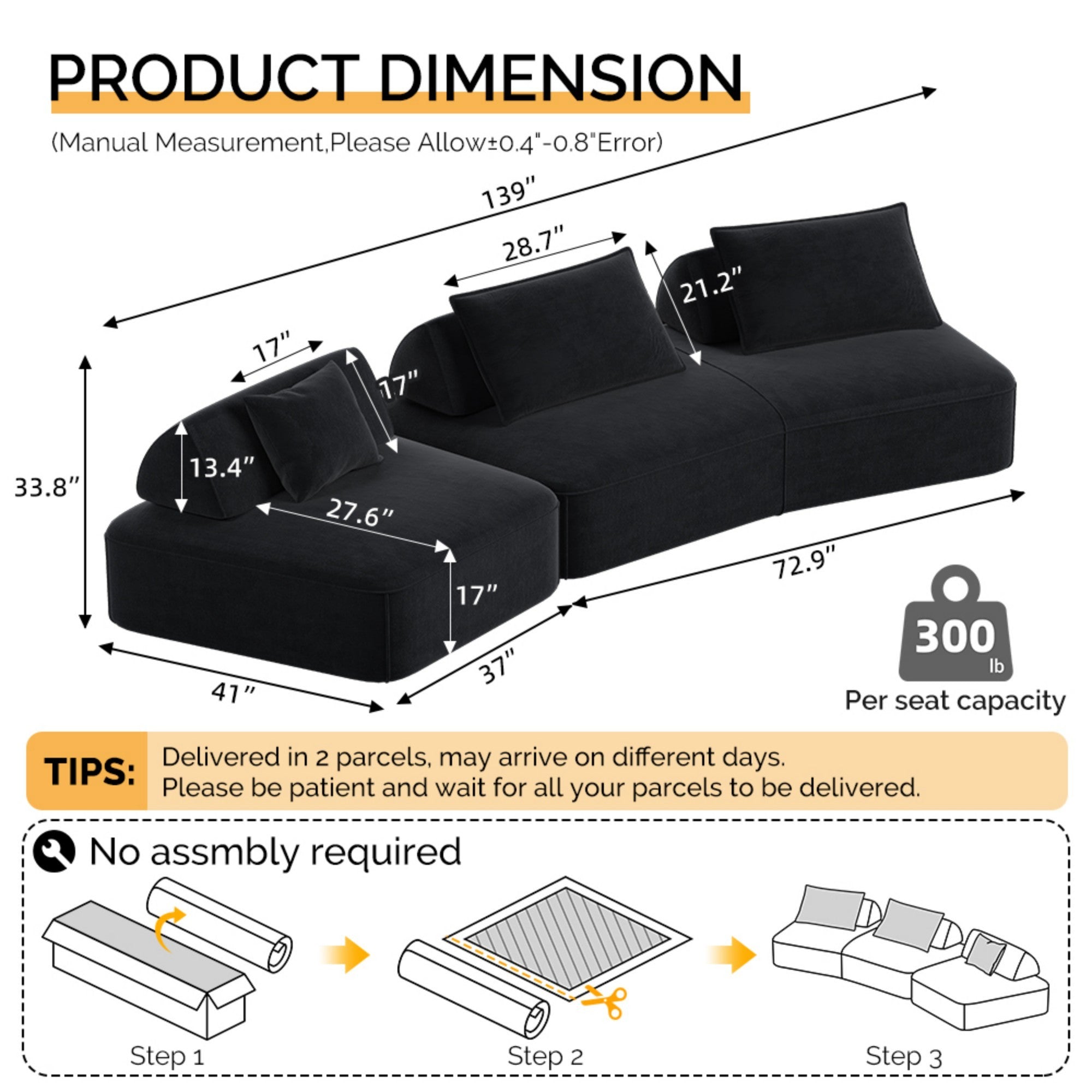 Modern Light Luxury Oversized Modular Sectional Sofa Set