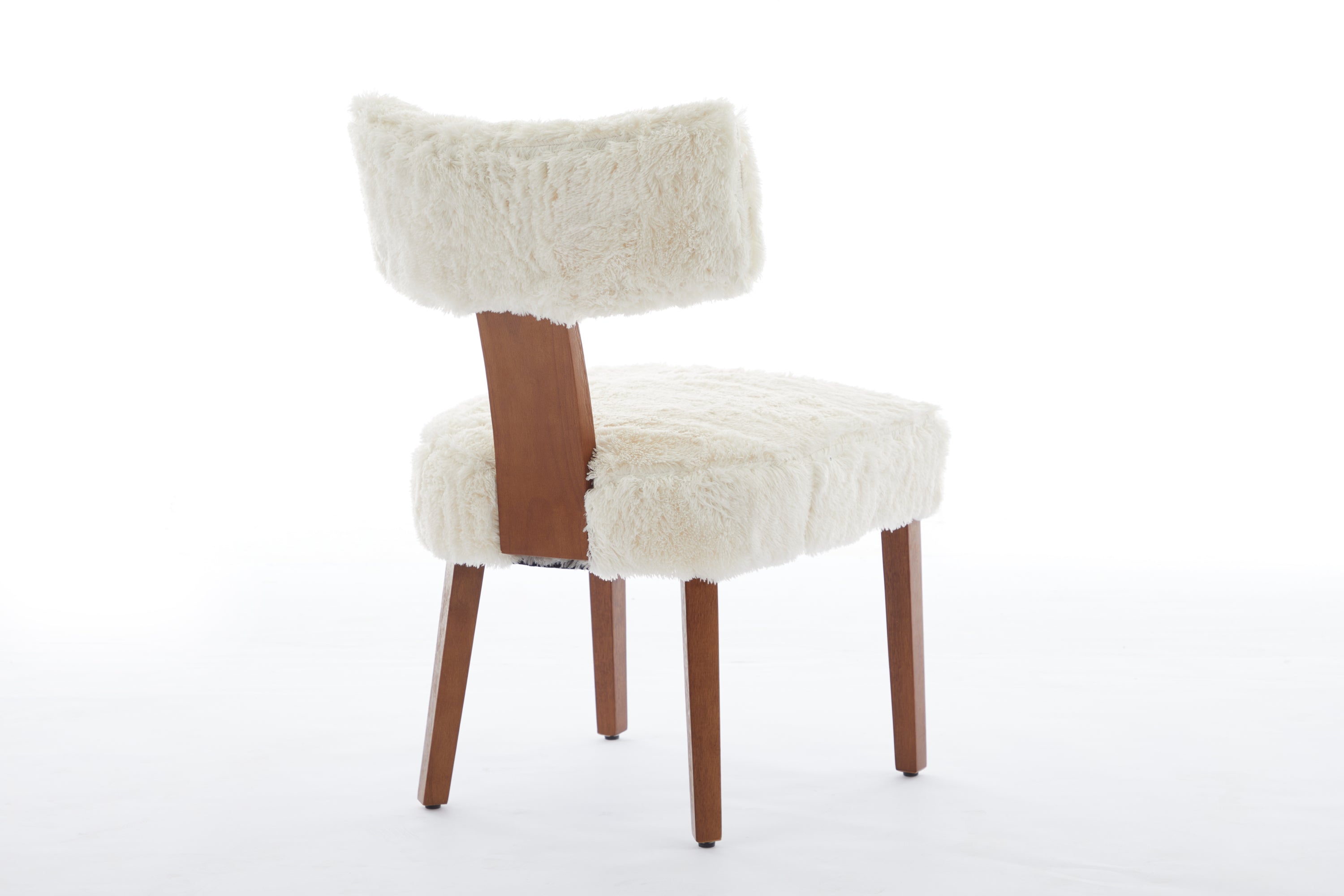 2Pcs  Modern Armless Dining Chairs With Curved Wingback and Solid Wooden Legs