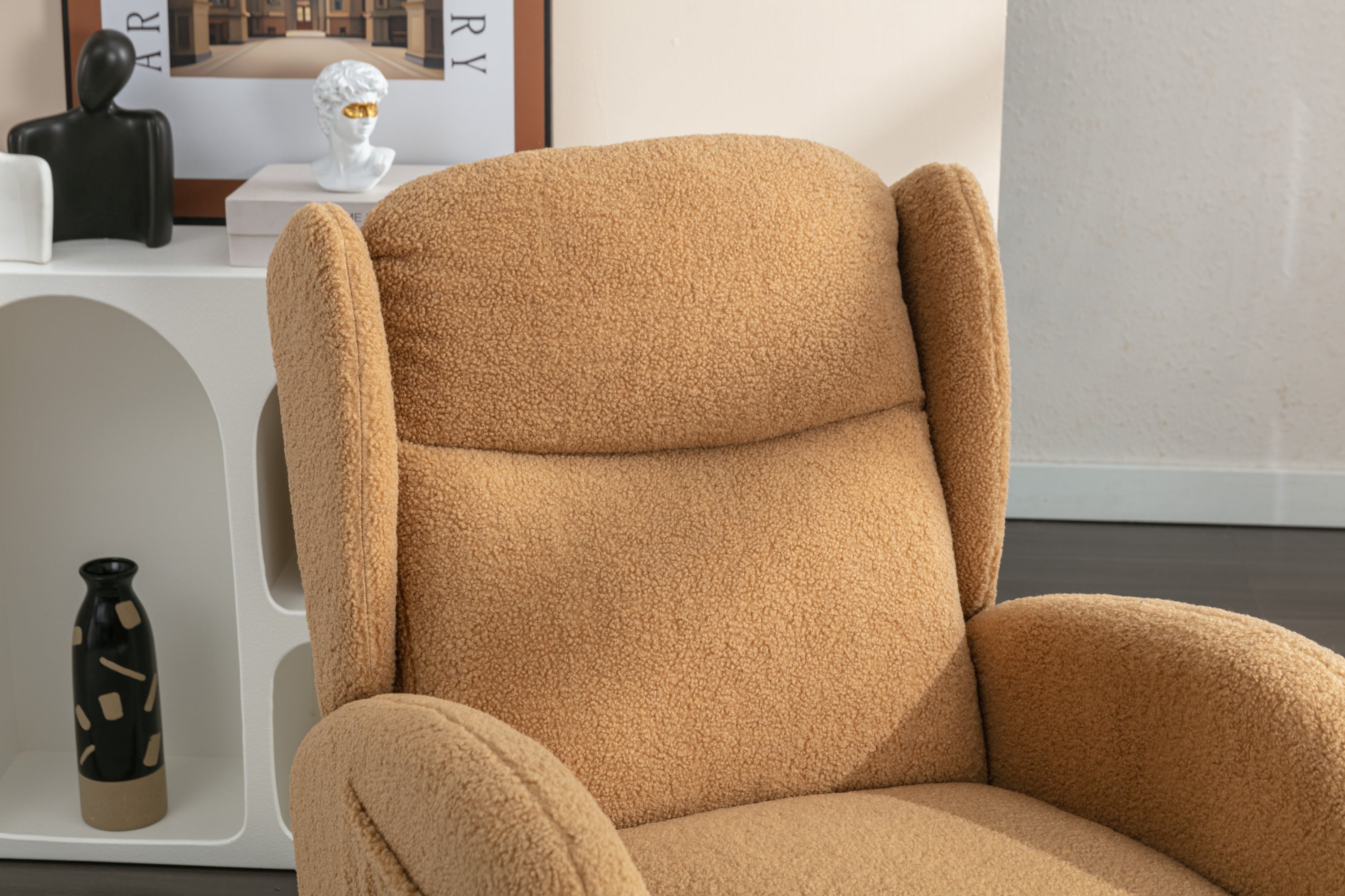 Teddy Fabric Rocking Chair with Packet Wood Legs