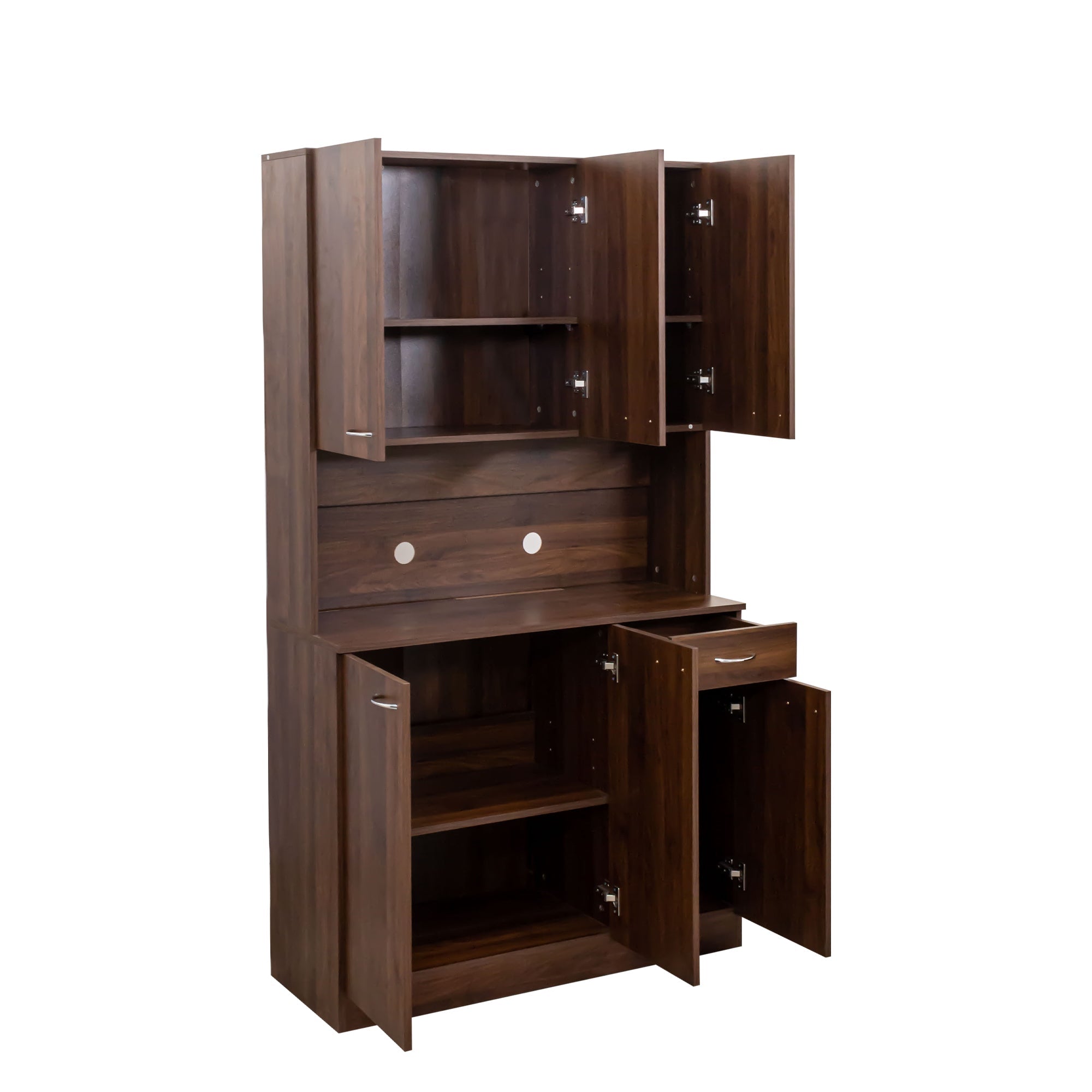 70.87' Tall White Kitchen Cabinet with 6-Doors