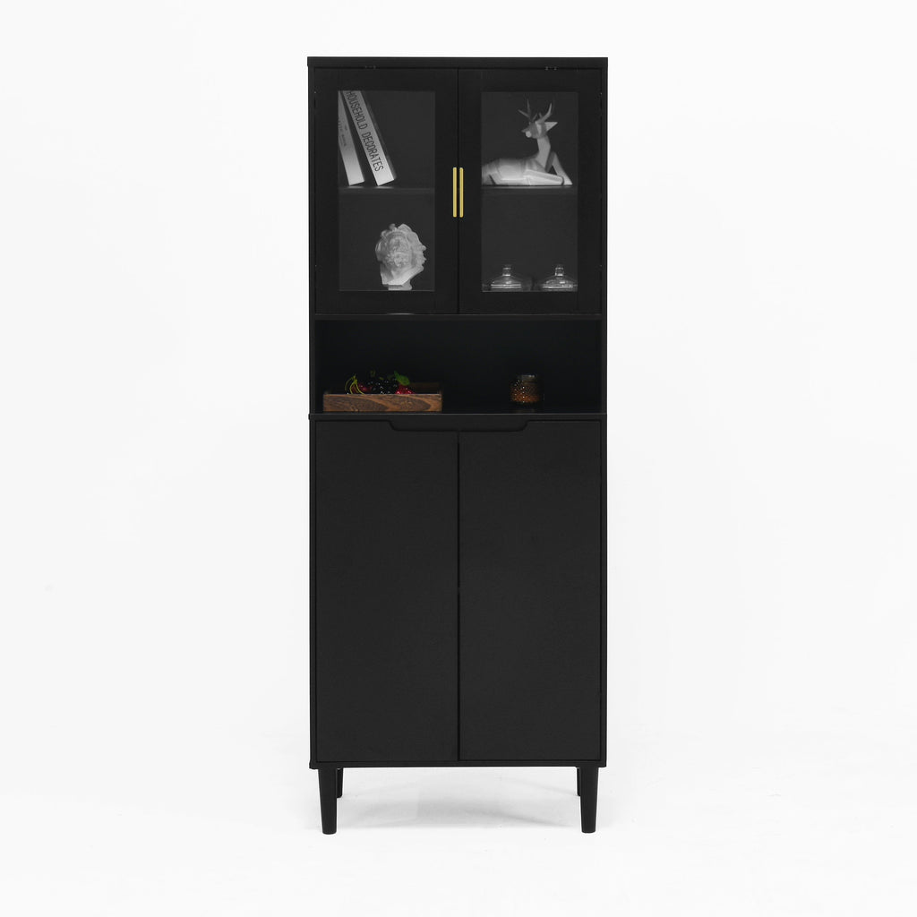 Tempered Glass Door Tall Storage Bookcase