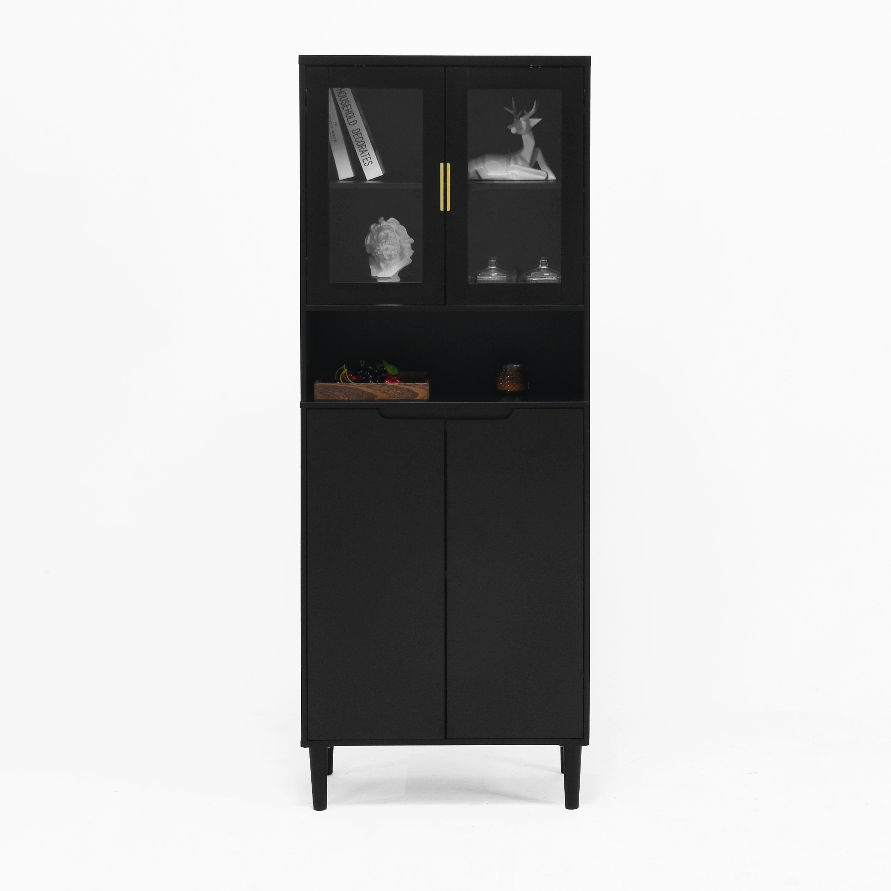Tempered Glass Door Tall Storage Bookcase