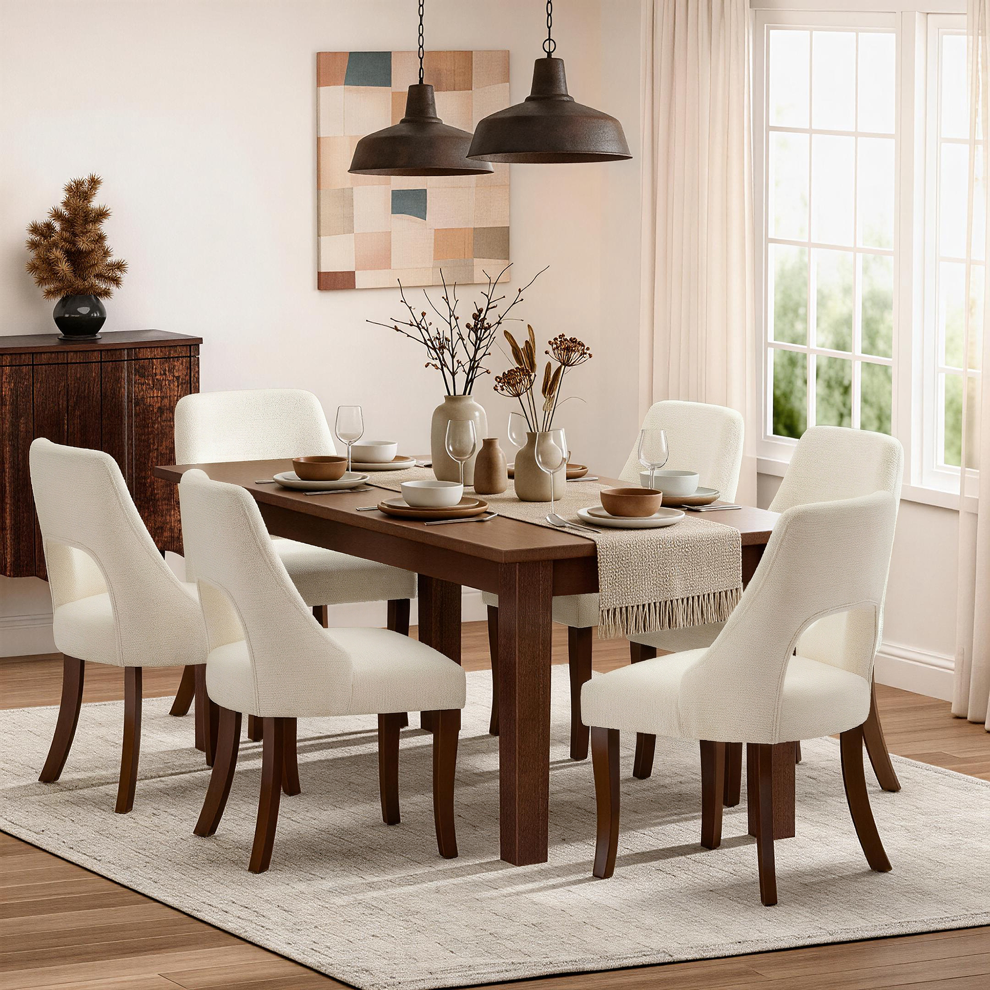 Chenille Elegant Tufted Club Dining Room Chairs (Set of 2)