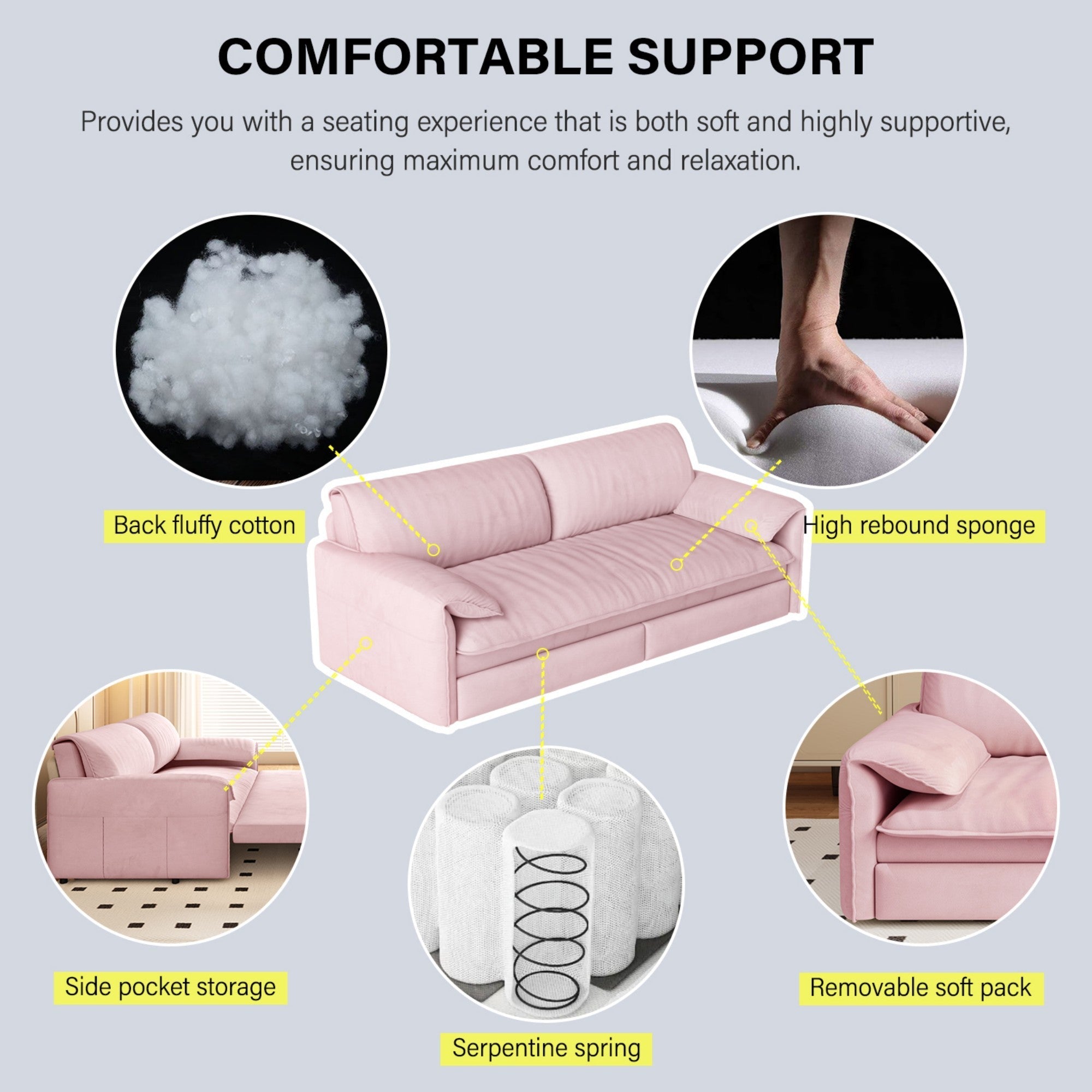3-in-1 Convertible Sleeper Sofa with Side Storage