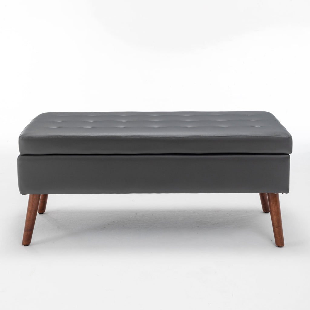 Brown PU Leather Storage Bench