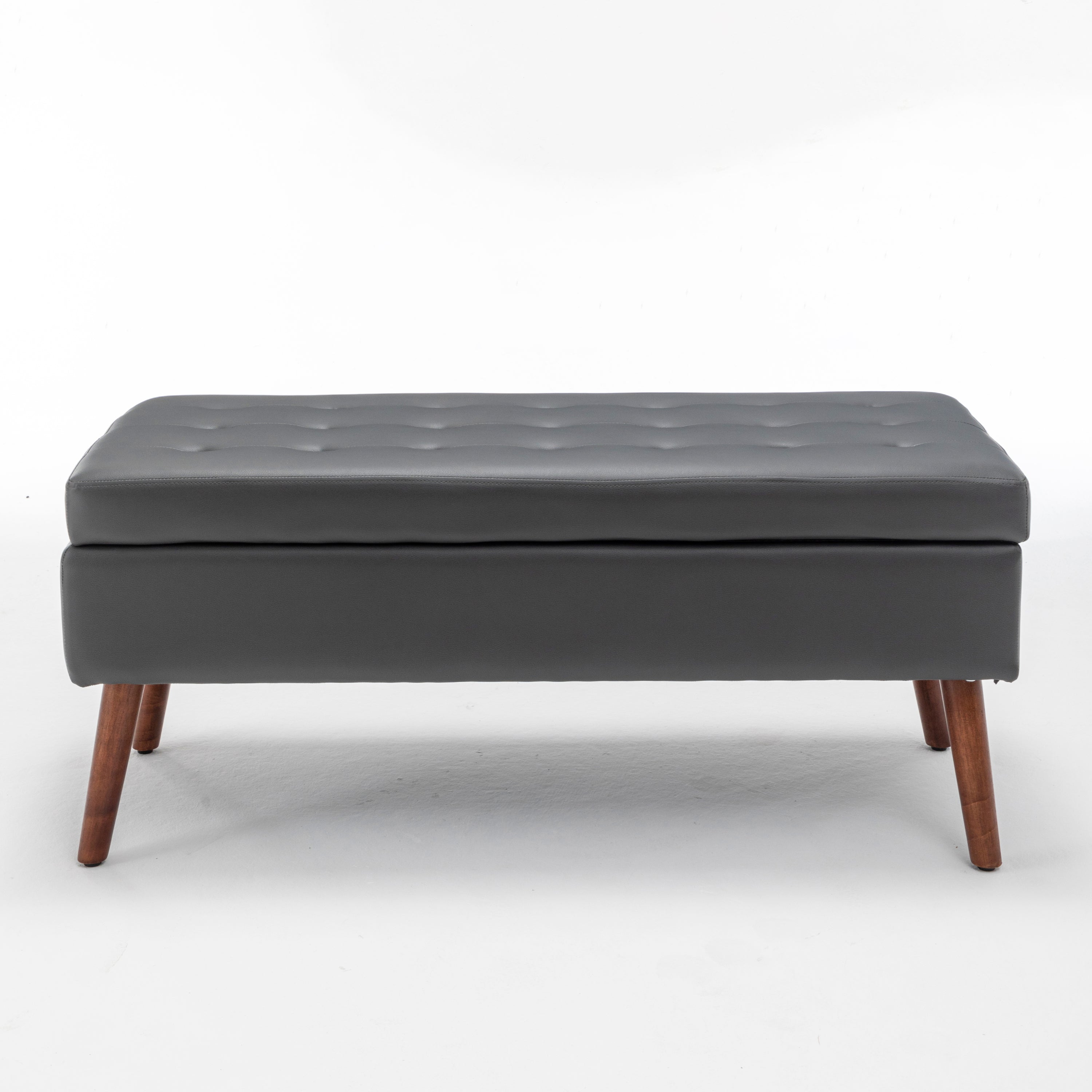 Brown PU Leather Storage Bench