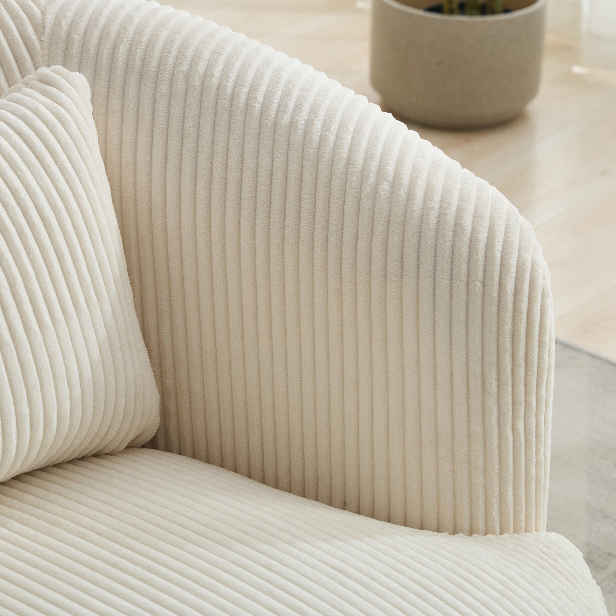 34.25' Wide Upholstered Corduroy Metal Base Swivel Soft Chair