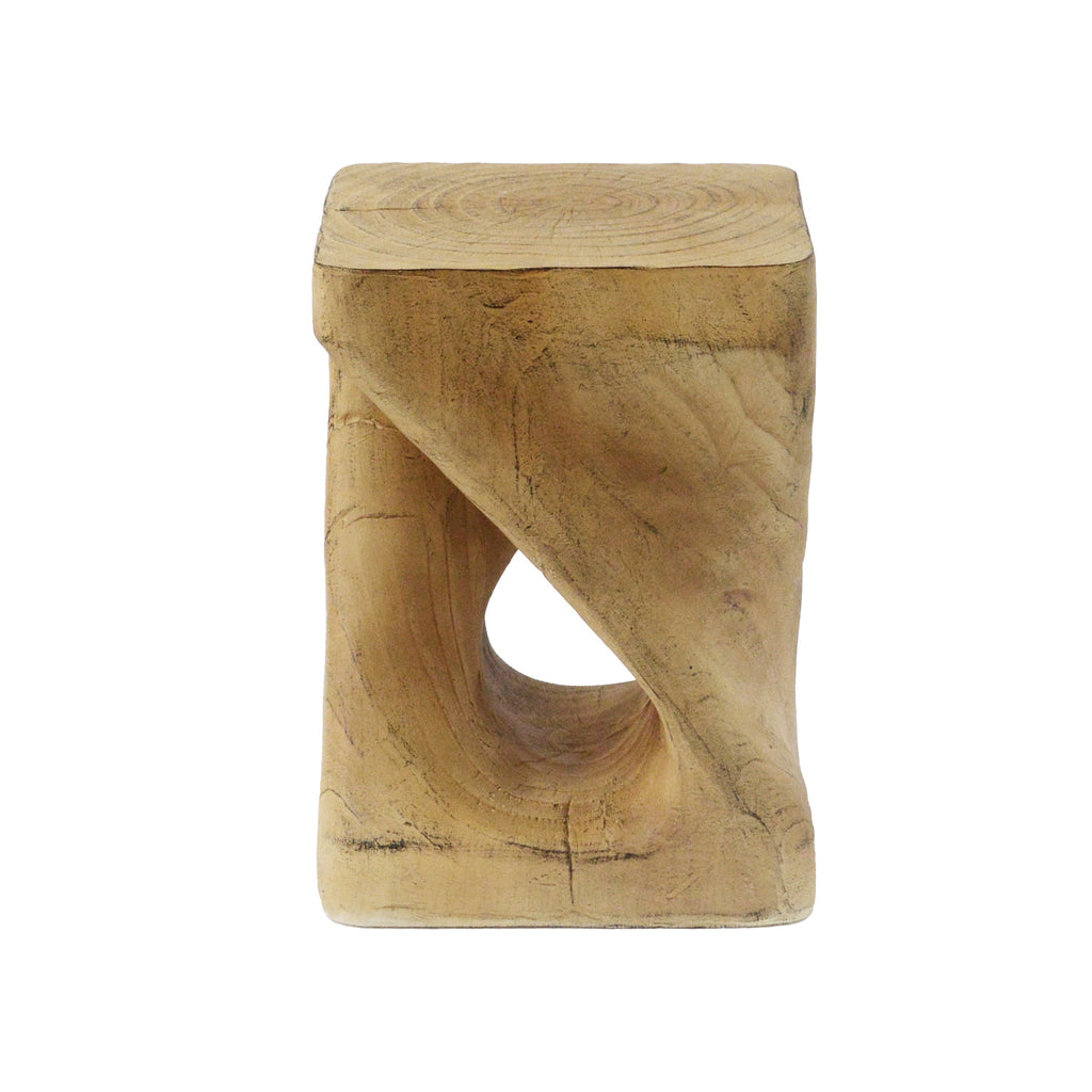 Twist Shape Side Table with Wood-like Texture