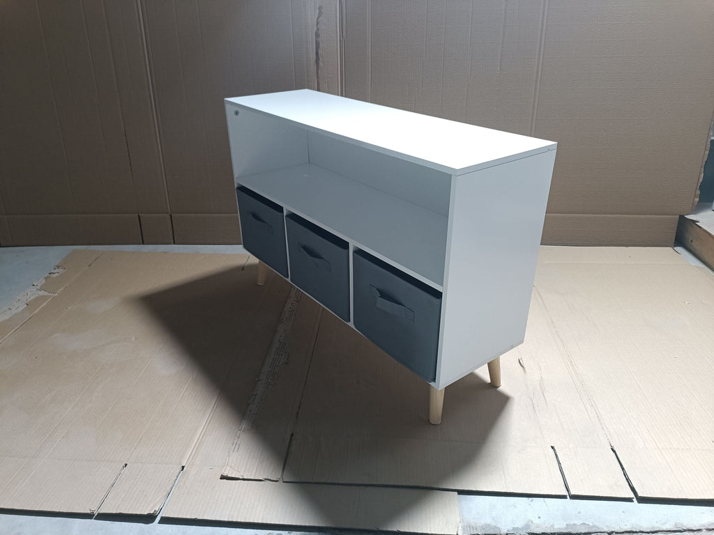 Children's Book Display Kids Bookcase with 3 Fabric Bins