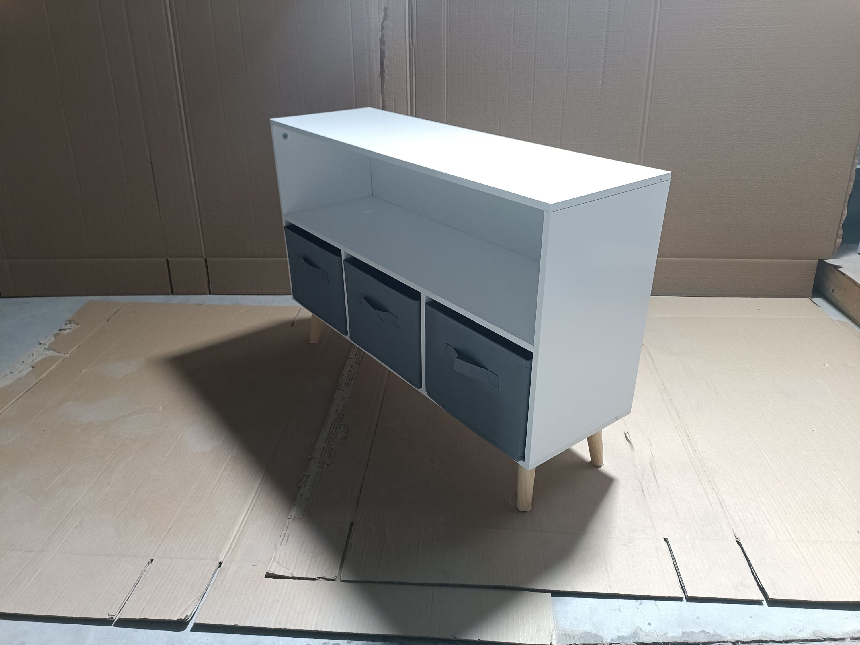Children's Book Display Kids Bookcase with 3 Fabric Bins
