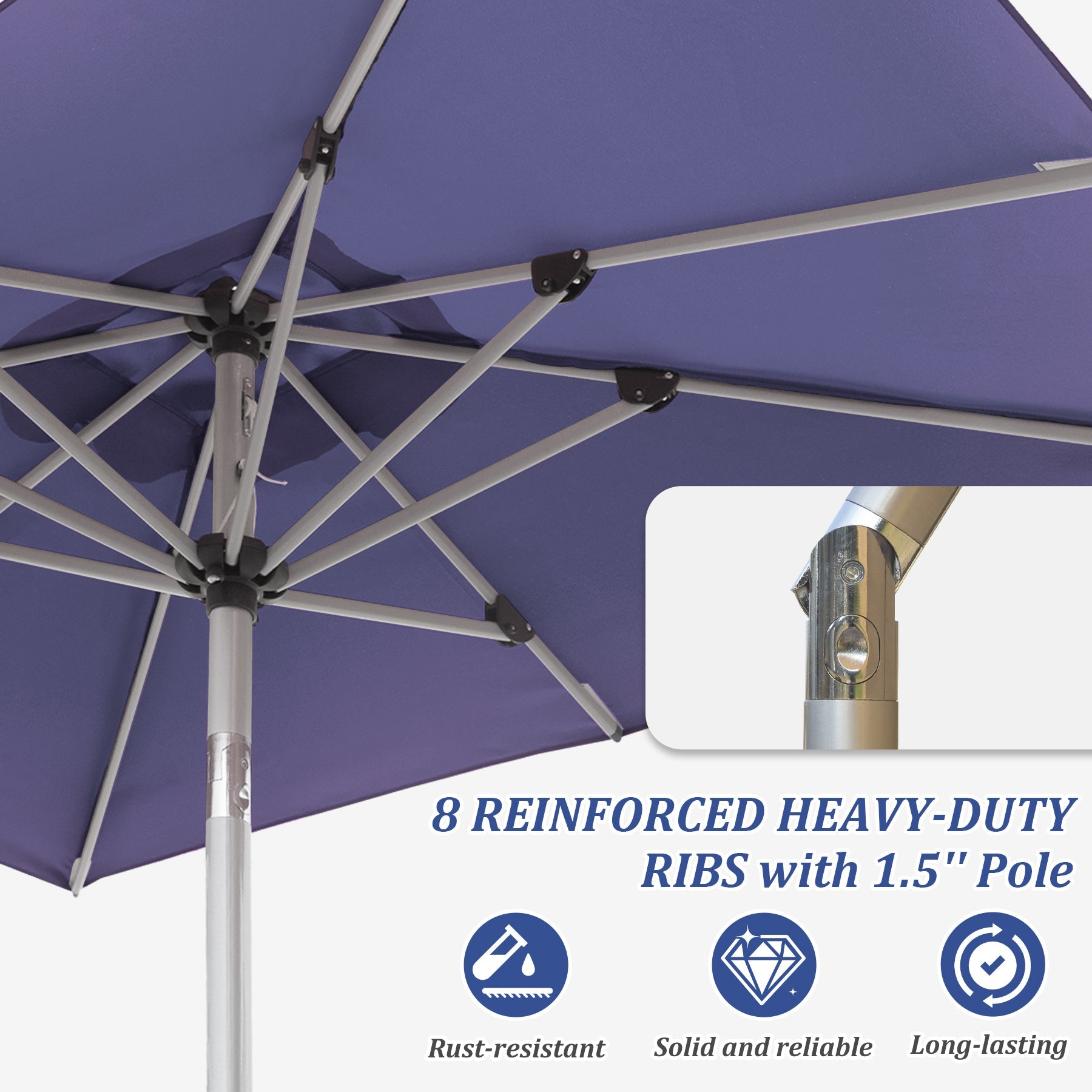 10ft Rectangle Patio Umbrella with Crank Lift and Tilt Function (Base Not Included)