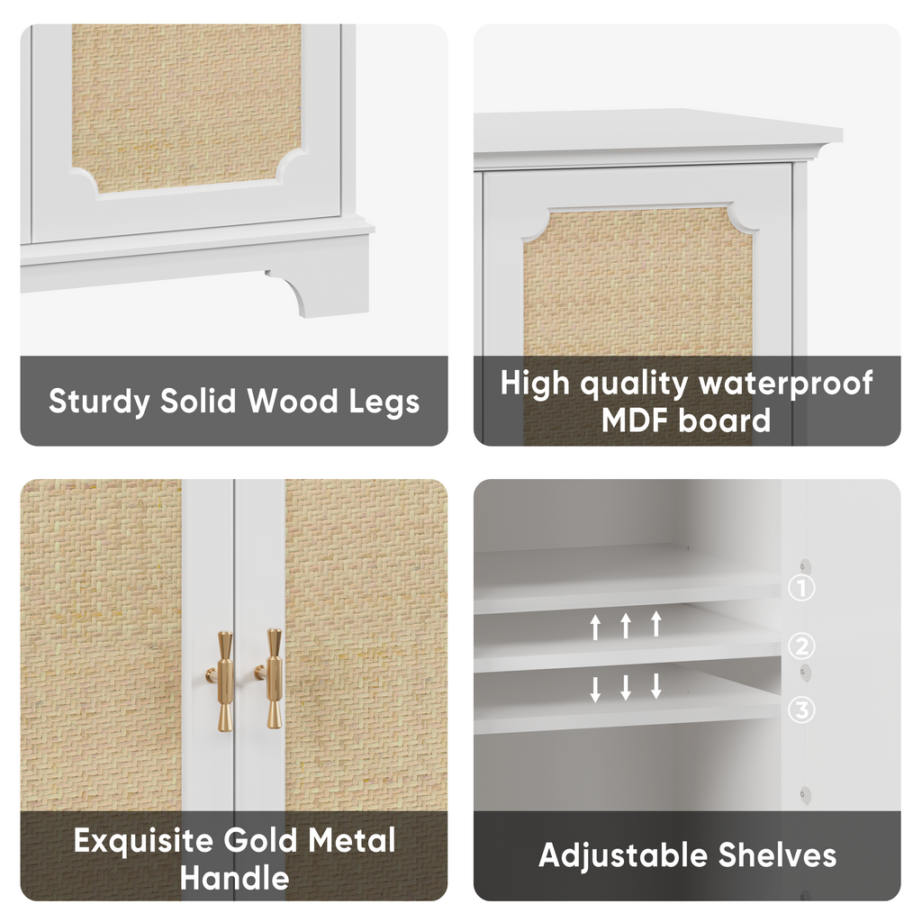 Rattan Decorated Sideboard Buffet Storage