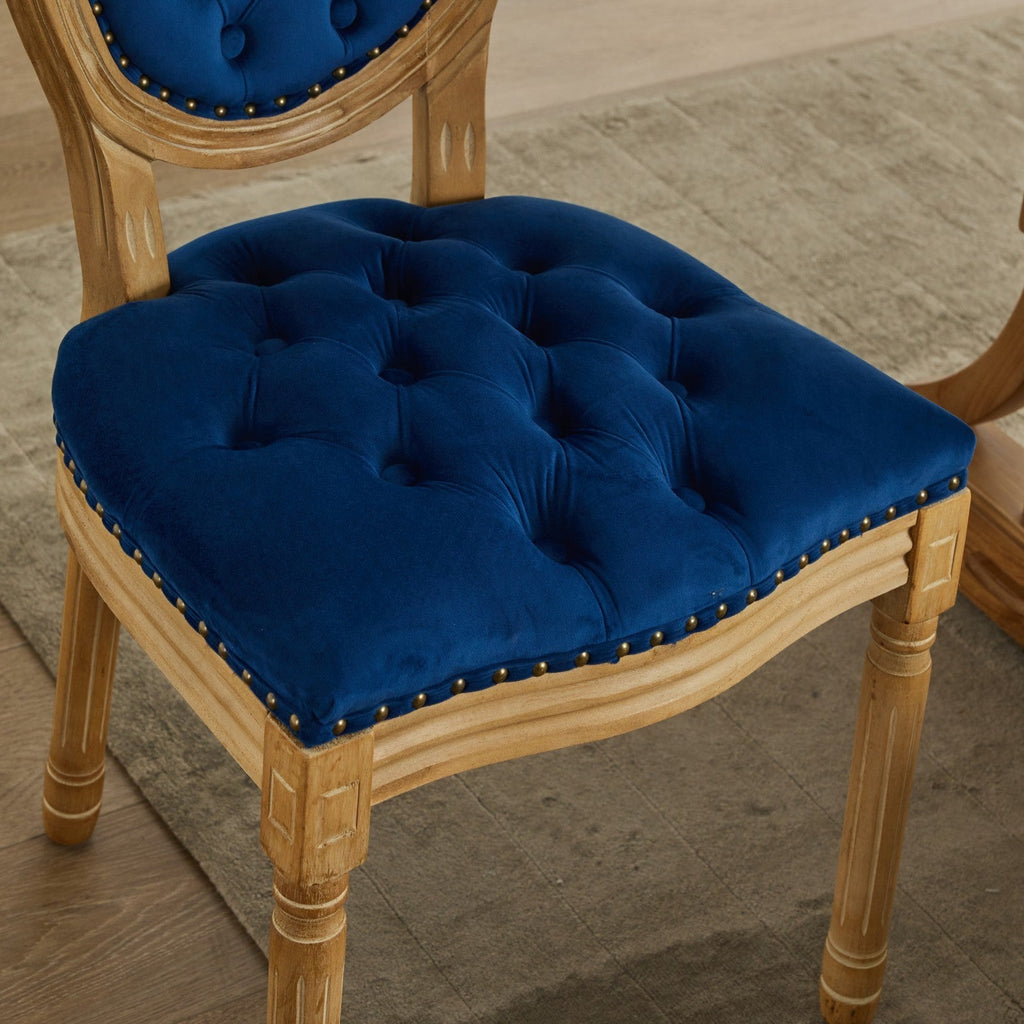 French Style Solid Wood Frame Velvet Dining Chairs (Set of 2)