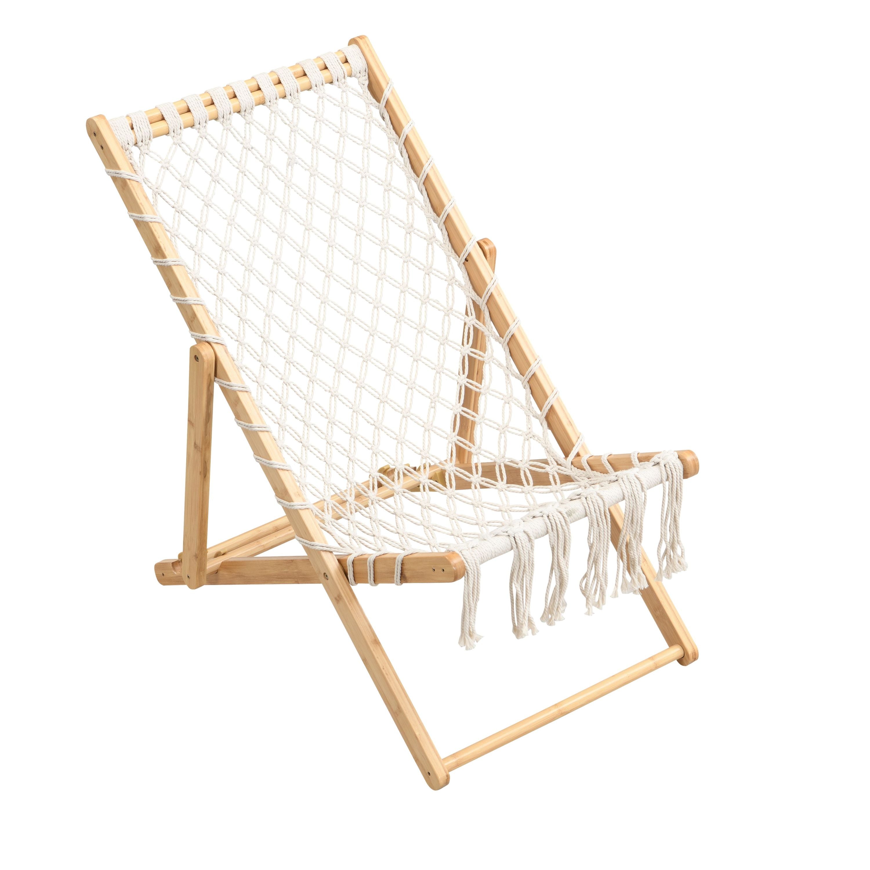 Natural Bamboo Weaving Chair Set with Handwoven Rope for Patio and Living Spaces