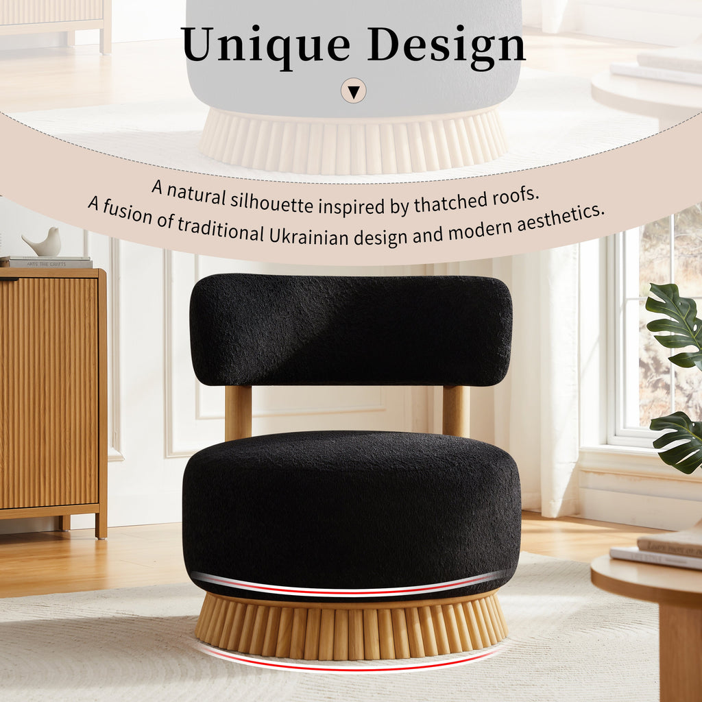 Modern Armless Chair with Wooden Base Featuring Thatched Roof Rod Design