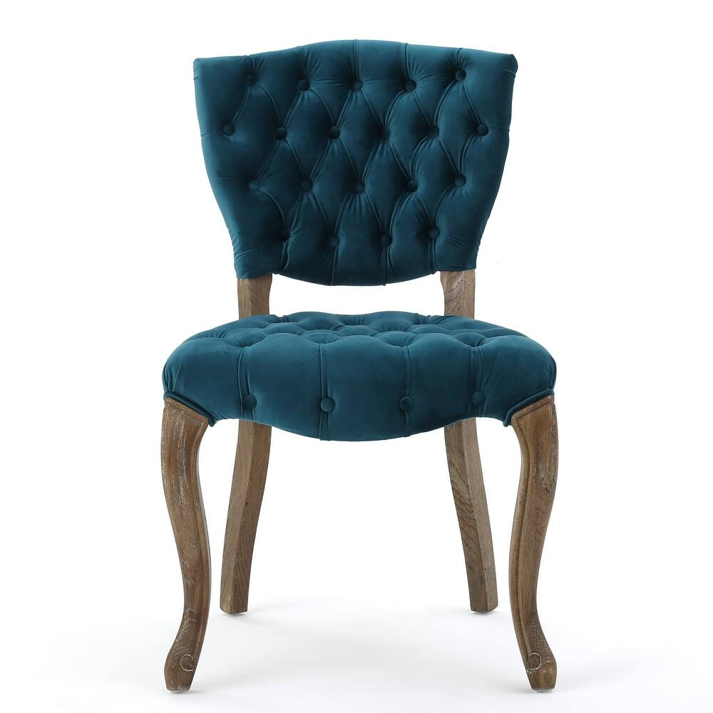 Traditional European Style Tufted Velvet Dining Chairs（Set of 2）