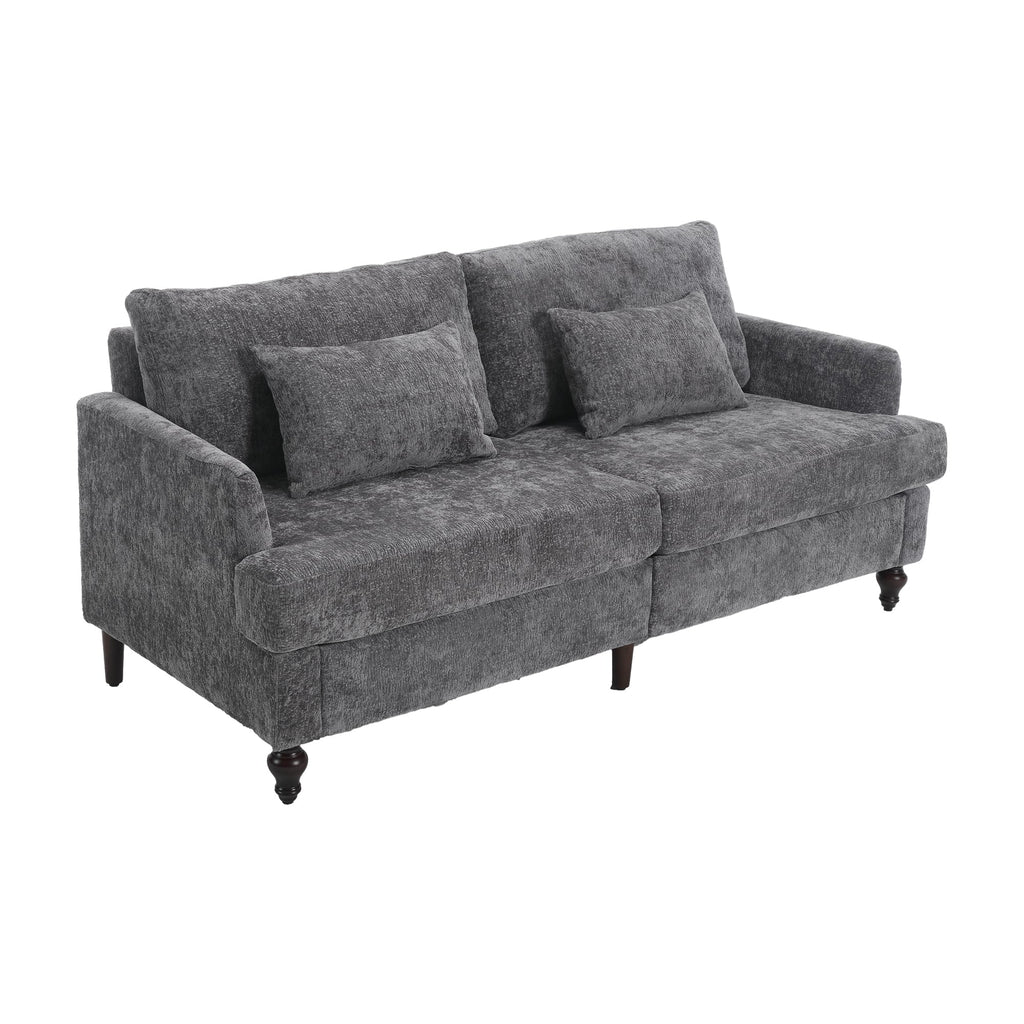 Mid Century Modern Chenille Fabric Loveseat Sofa