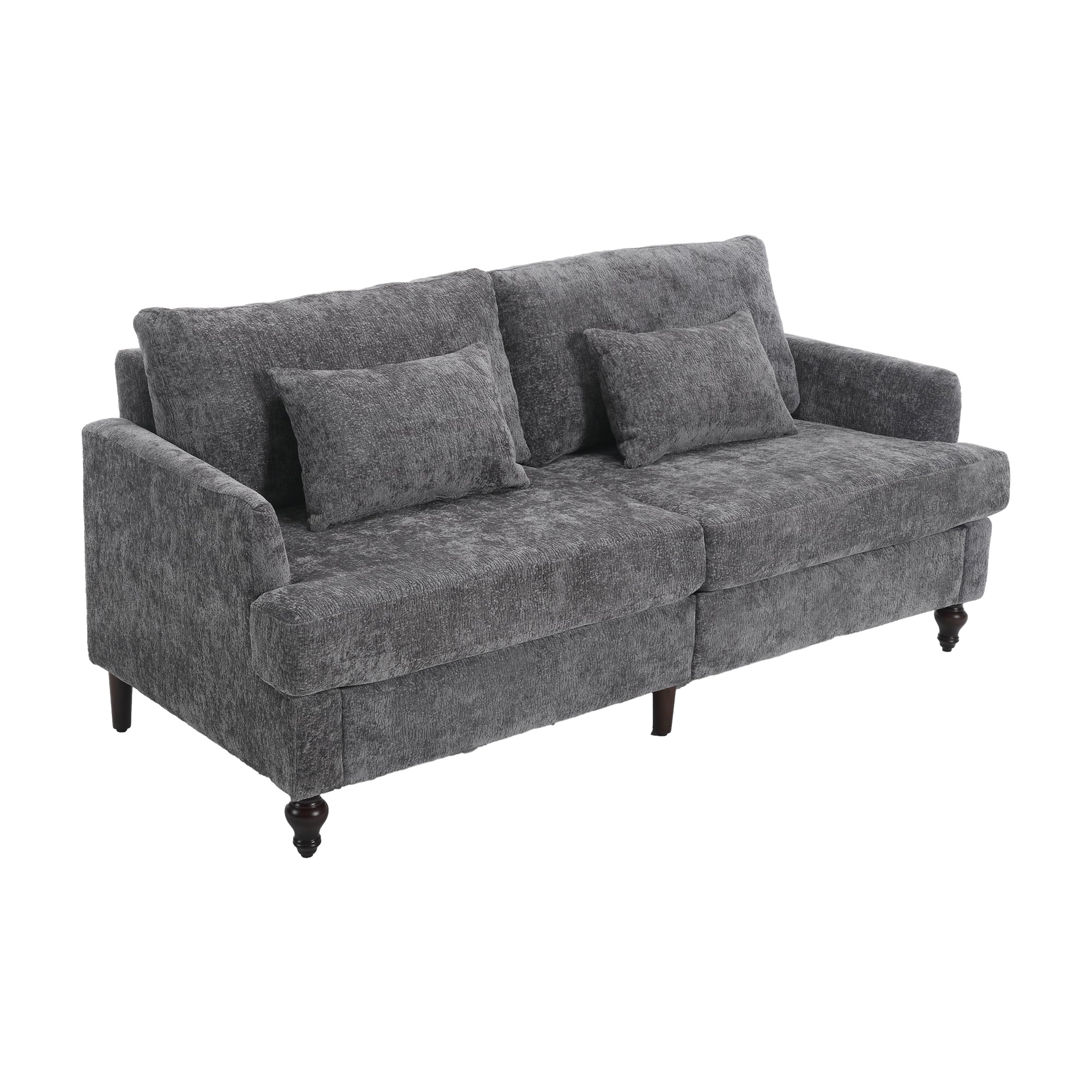 Mid Century Modern Chenille Fabric Loveseat Sofa