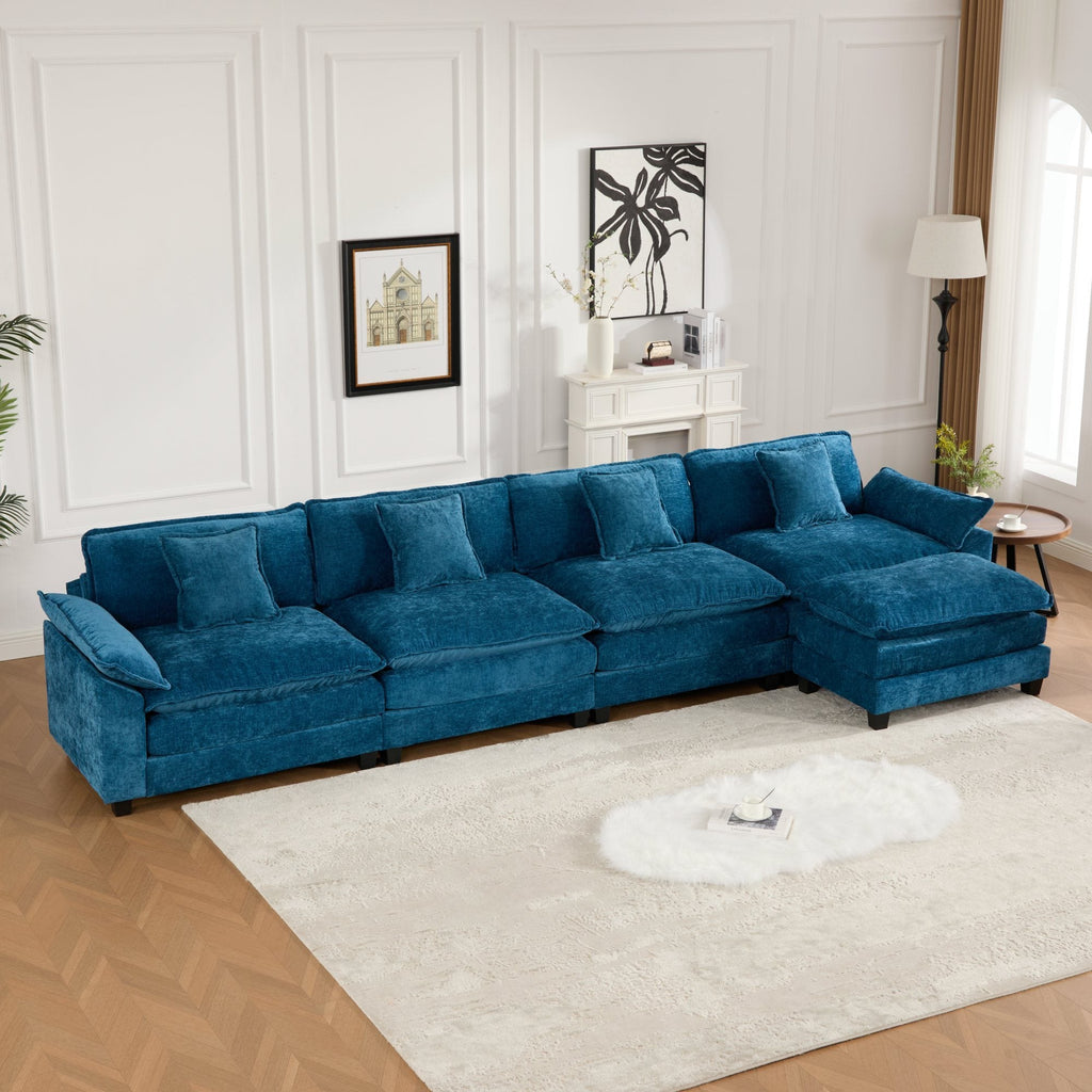 Modern Comfy Upholstered Seat Cushion Sectional Couch (Ottoman is Not Included)