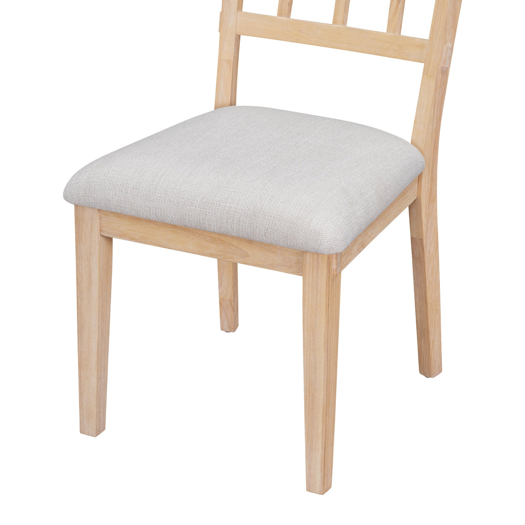Rustic Charm Round Dining Set with 3 Upholstered Chairs